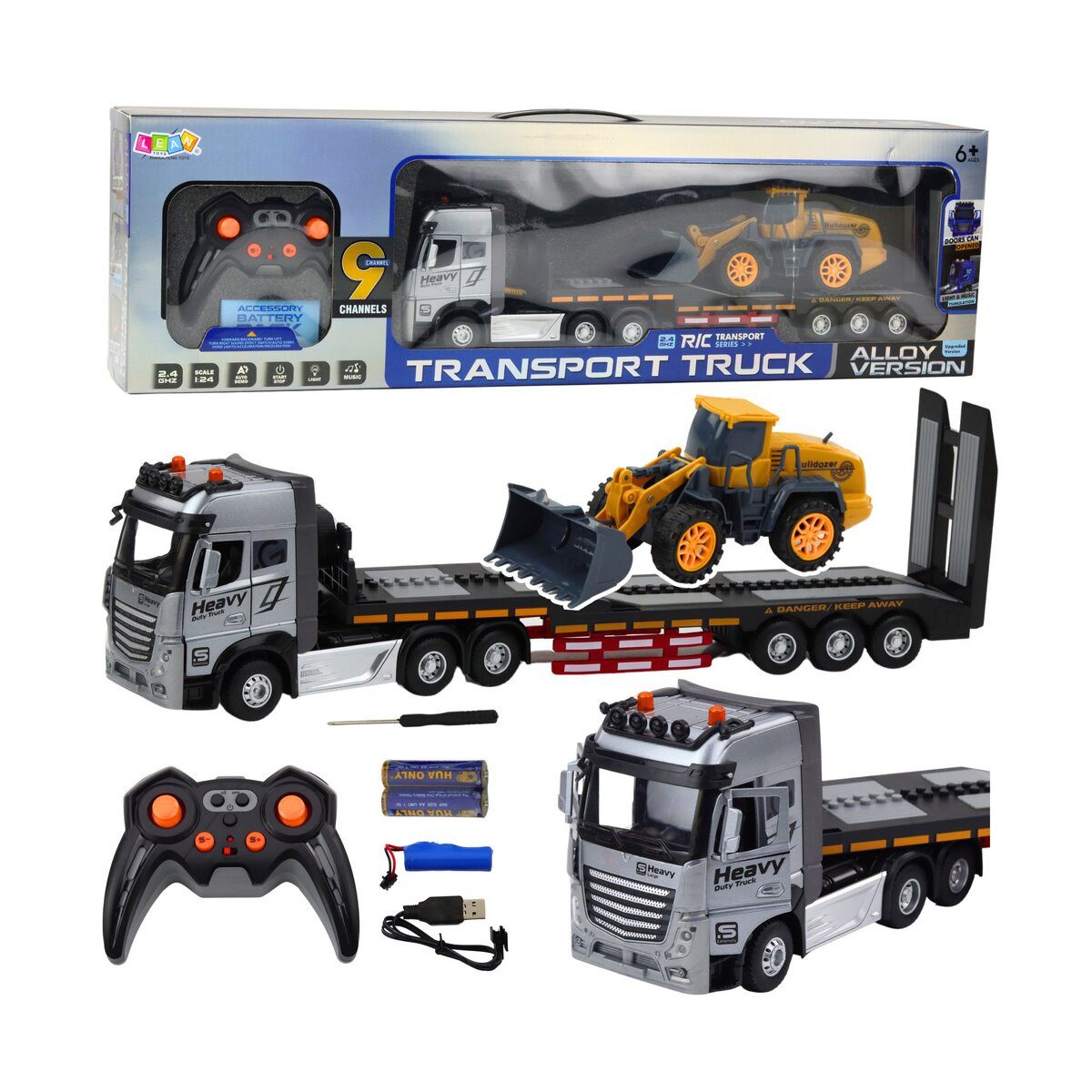 Wisam Spielzeug-Auto Ferngesteuerter RC Abschleppwagen mit Bagger, Licht