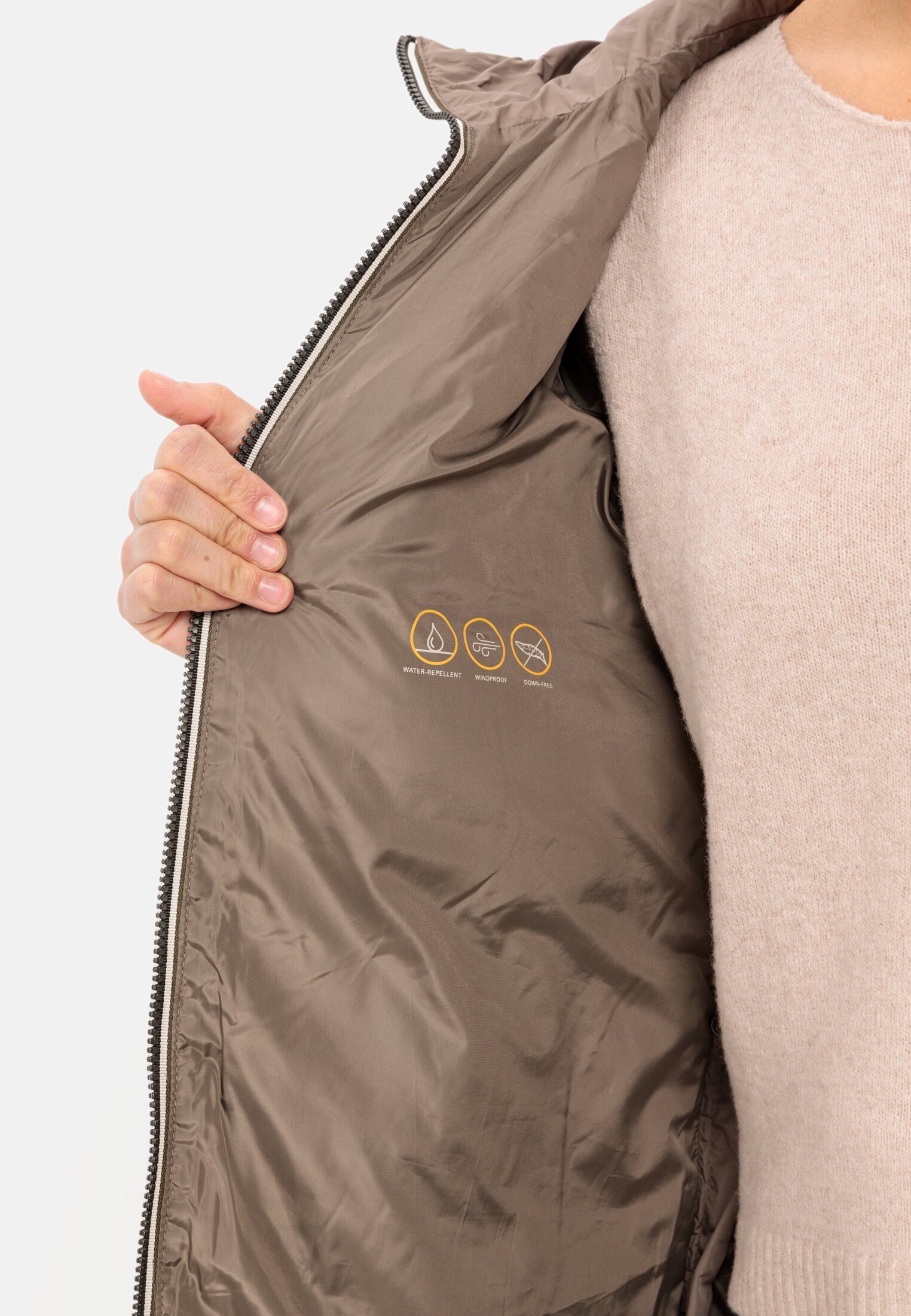 camel active Steppmantel aus recyceltem Polyester Langarm Kordelzug