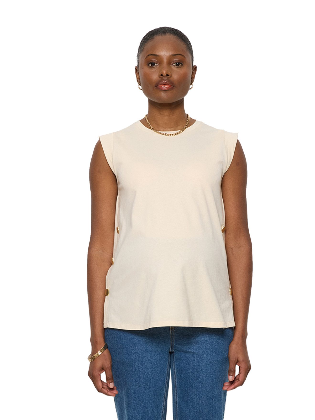 vertbaudet Umstandstop T-Shirt mit goldenen Knöpfen