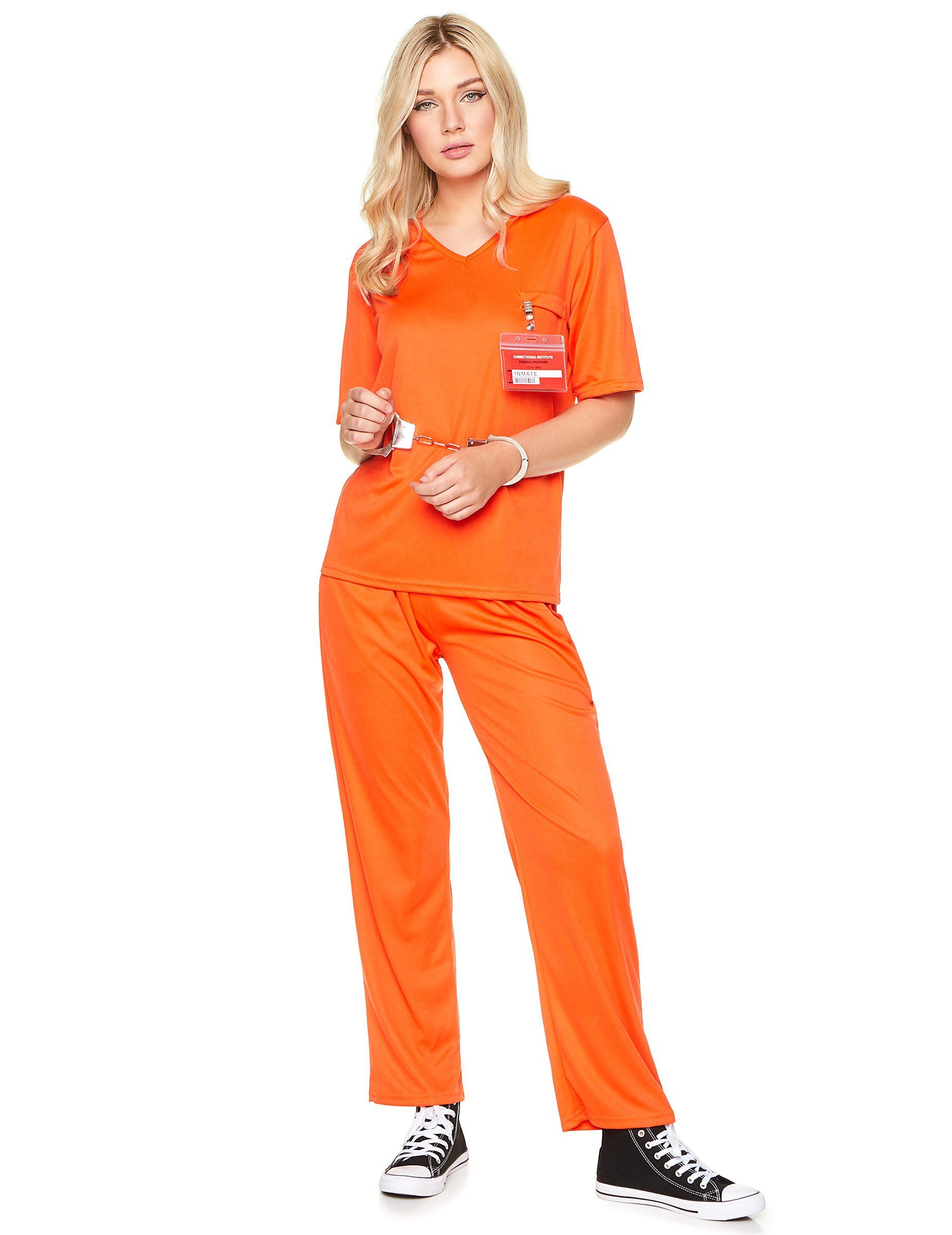 Kostüm Gefangenen-Damenkostüm Sträfling orange