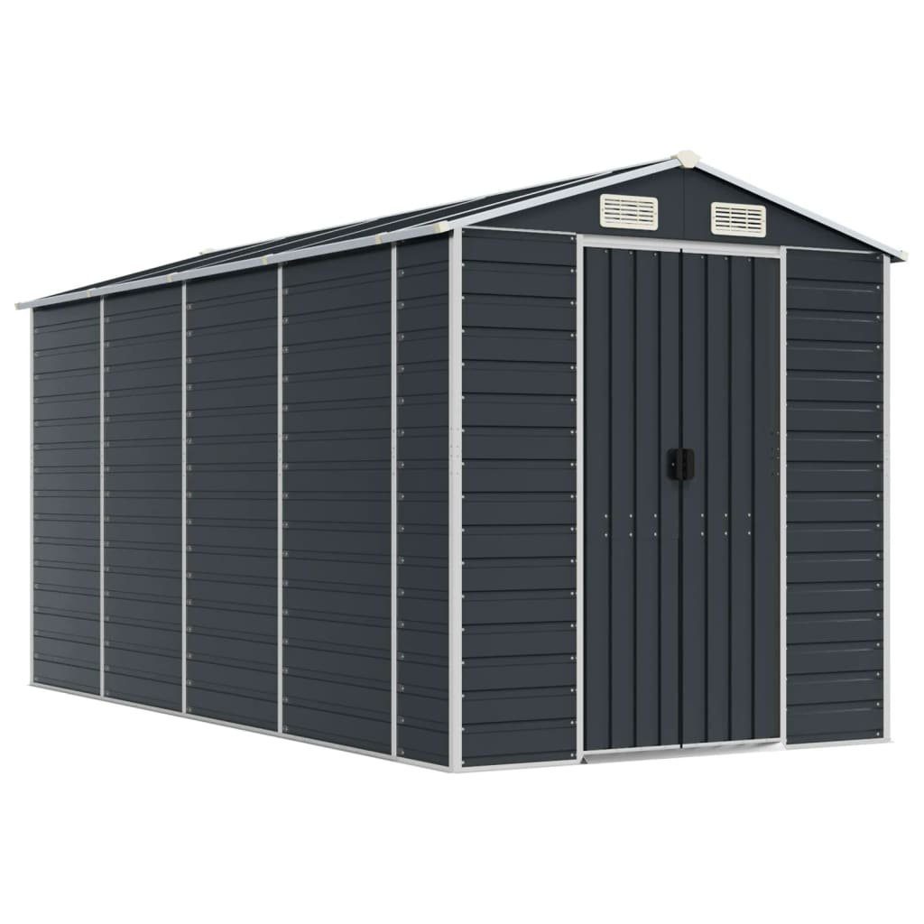 vidaXL Gartenhaus Gerätehaus Anthrazit 191x385x198 cm Verzinkter Stahl
