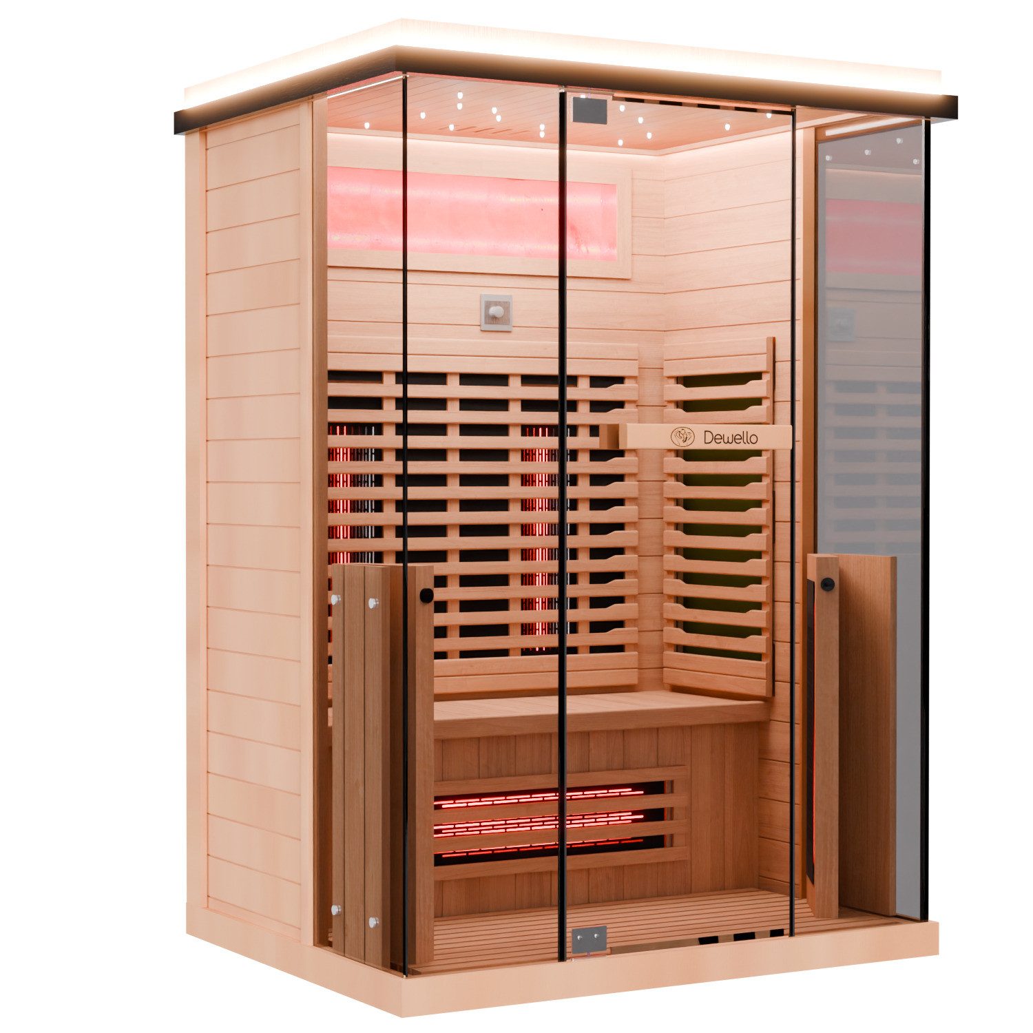 Dewello Eckdusche KENORA 130 Wärmekabine, 1-2 Personen, 5 Vollspektrumstrahler – Bild 4 von 5