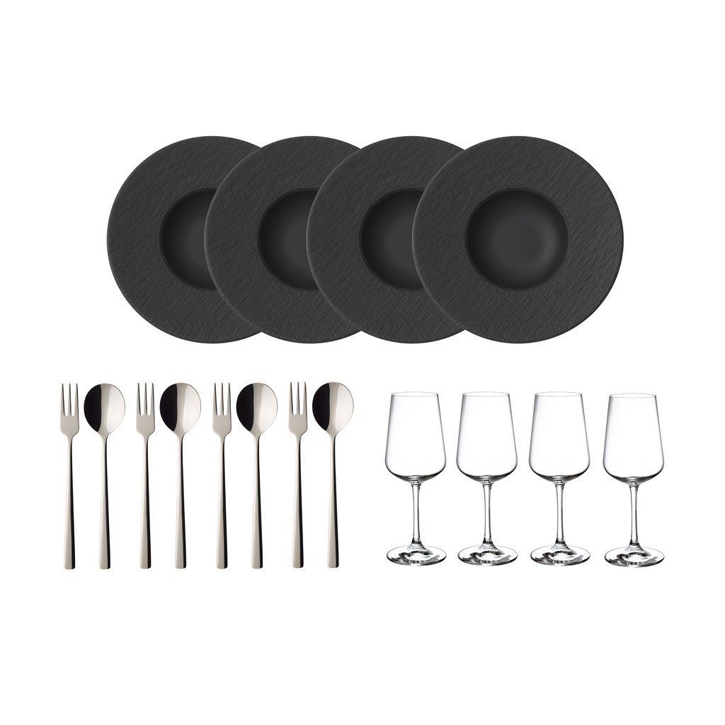 Villeroy & Boch Servier-Set Manufacture Rock Pastaset 12tlg. EC, Porzellan, (Set, 12-tlg)