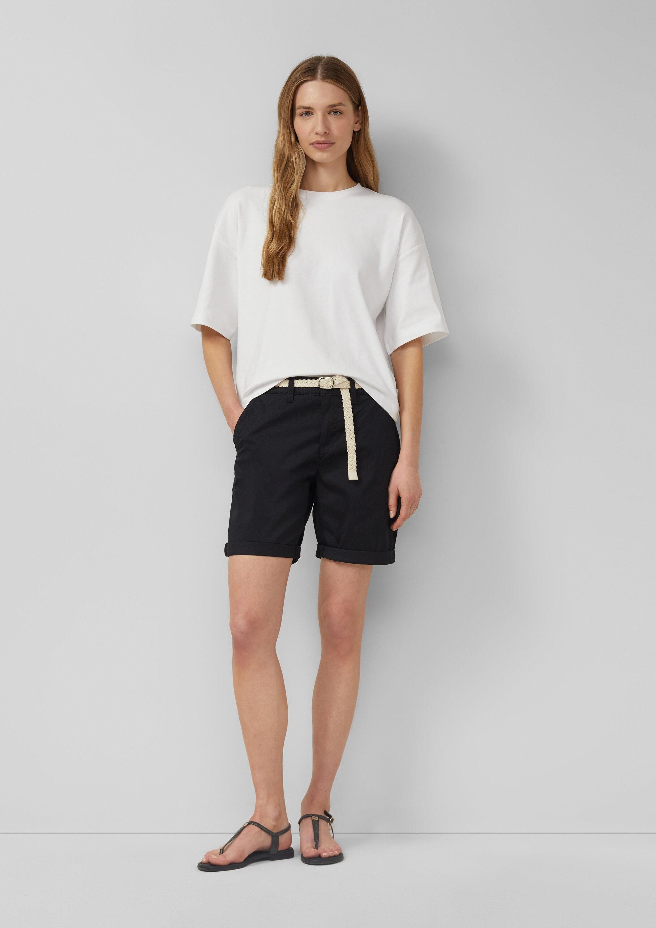 s.Oliver Shorts Hose Shorts mit geflochtenem Gürtel und Garment Dye