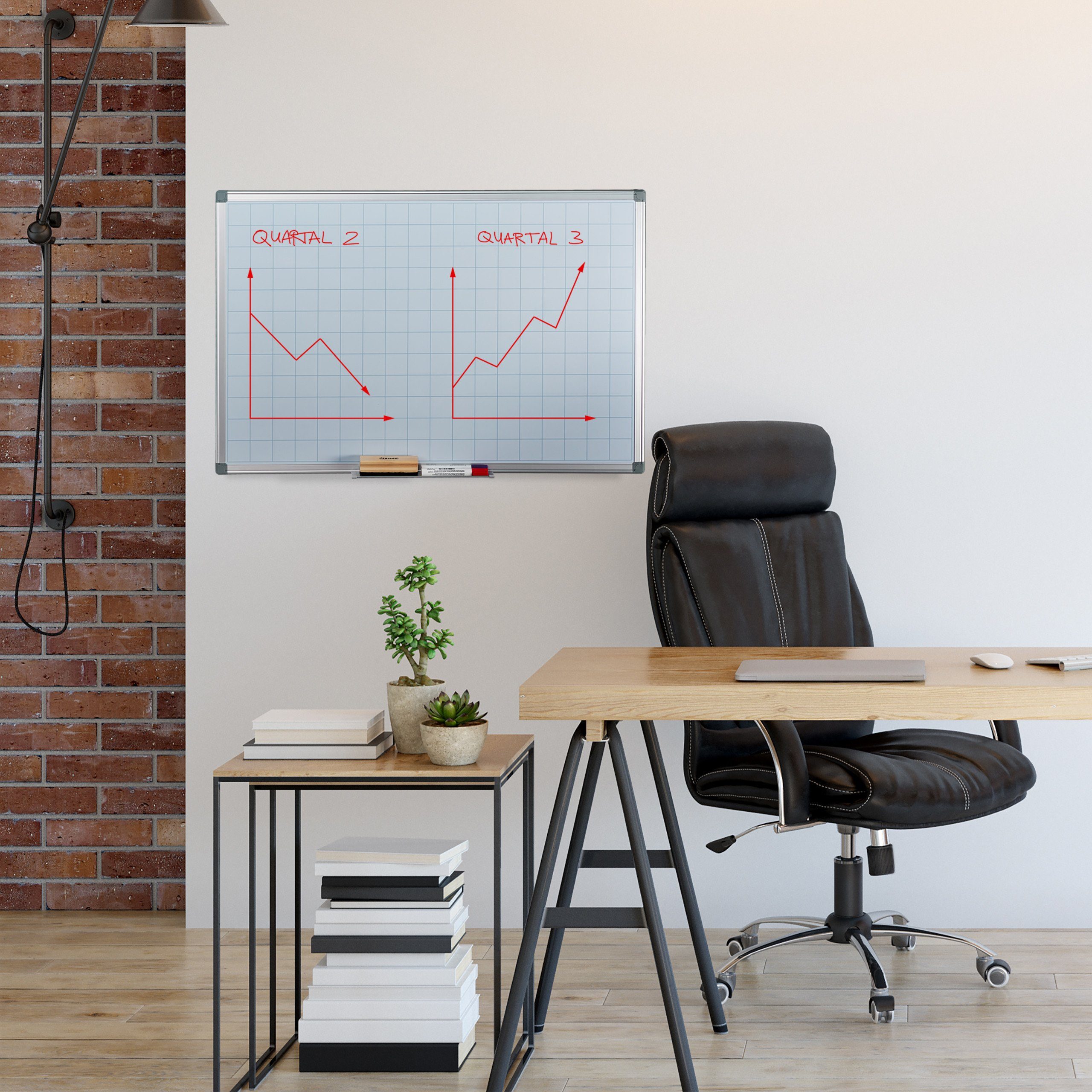 relaxdays Memoboard Whiteboard Planer, Kariert günstig online kaufen