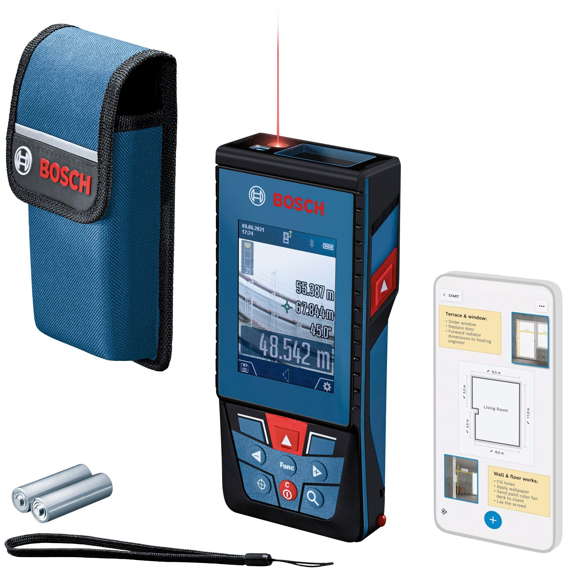 Bosch Professional Entfernungsmesser GLM 100-25 C, für raue Baustellenbedingungen, leicht anpassbar