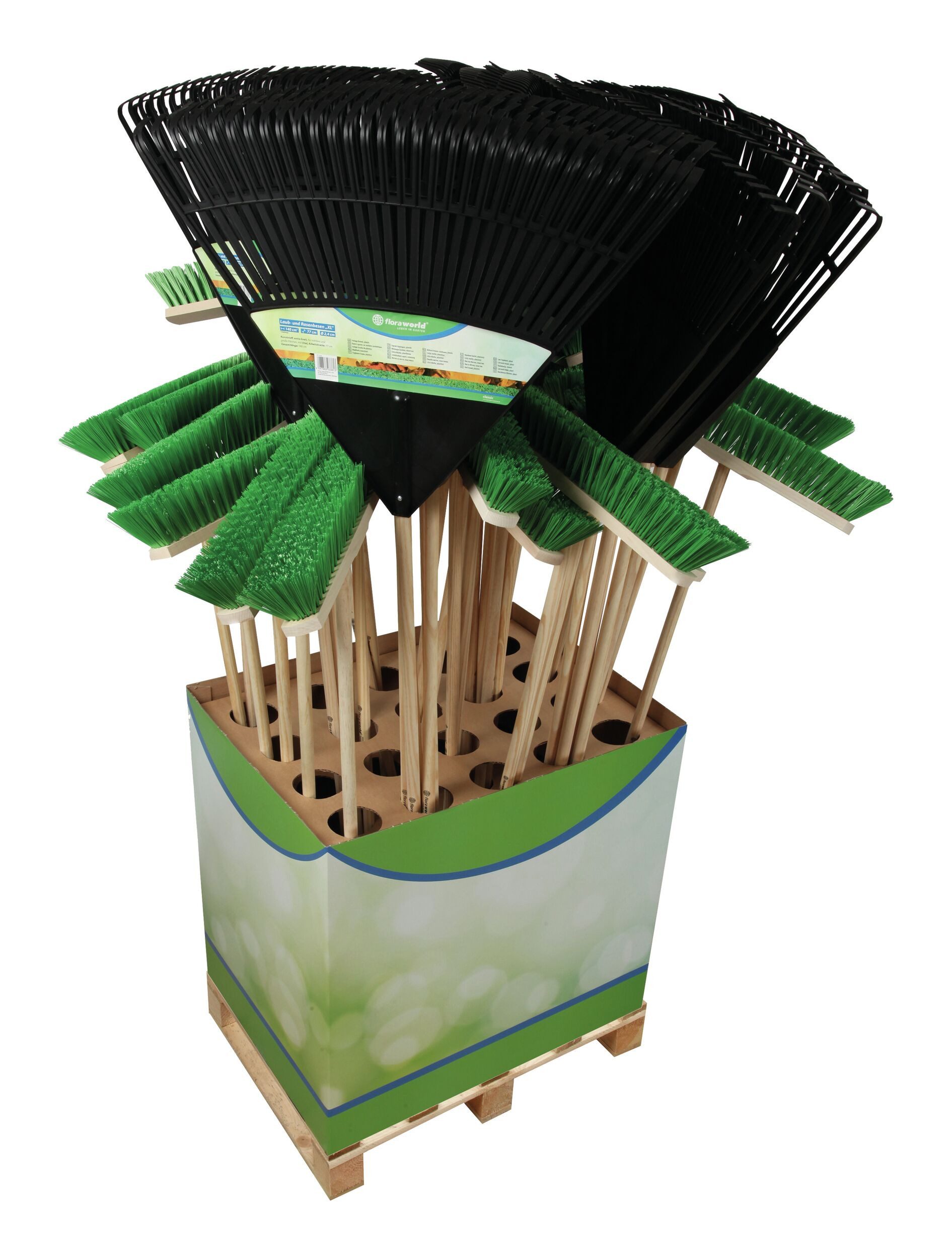 Floraworld Laubbesen, Laub-und Rasenbesen und Garten- und Straßenbesen Display