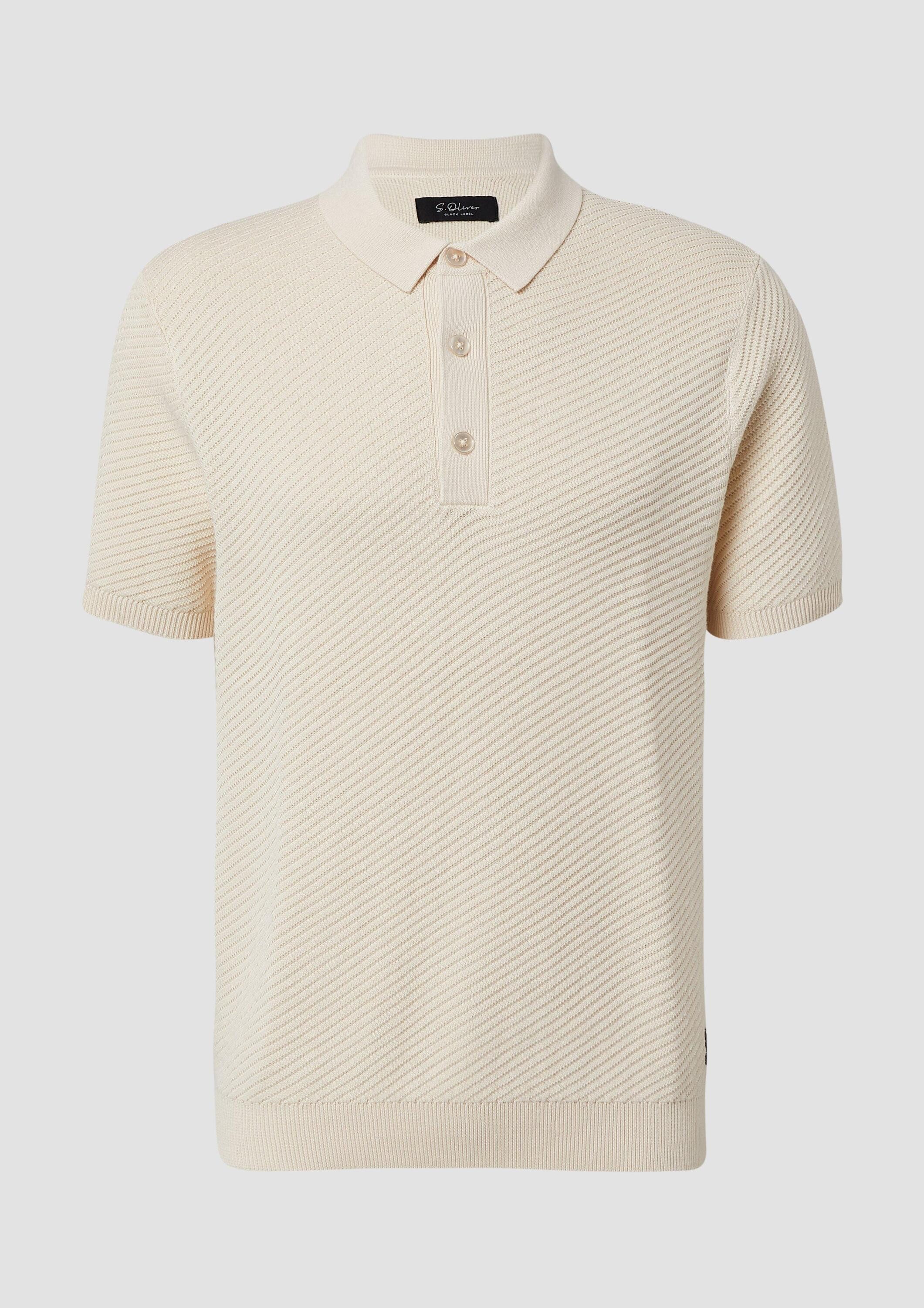 s.Oliver Longpullover Strickpullover Poloshirt aus weichem Strukturstrick