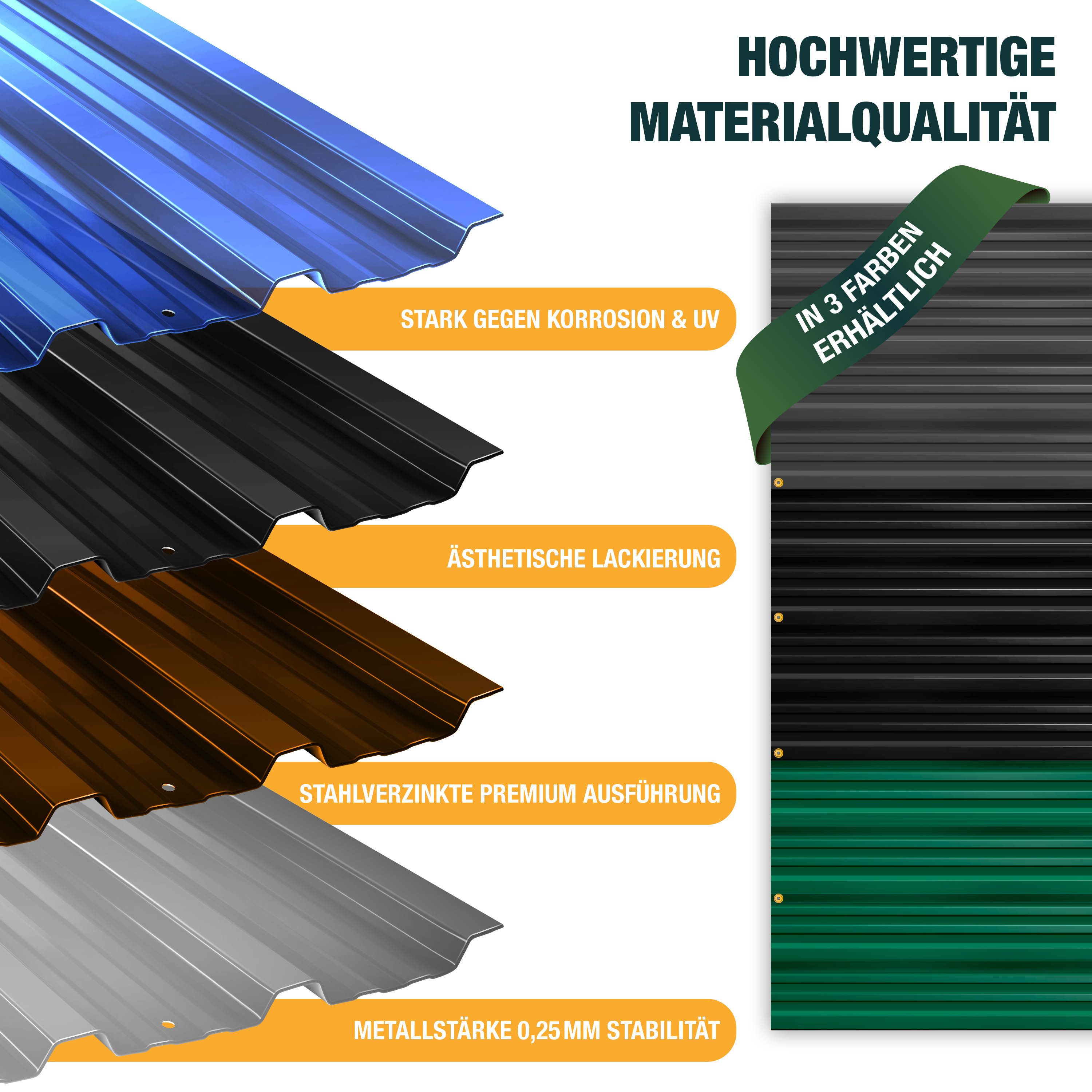 KESSER Trapezblech, 12 Profilblech Trapezblech 129cm 45cm 7 m² - Dachblech Dachplatten
