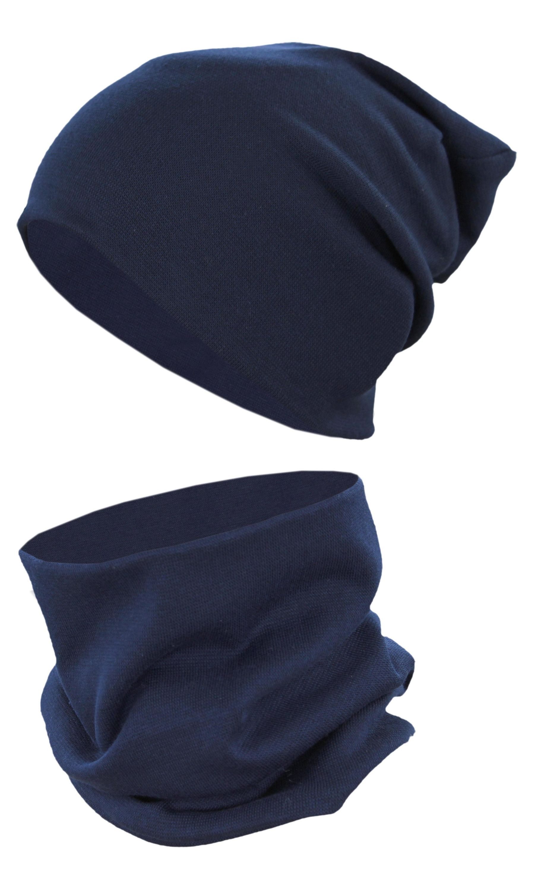 TupTam Beanie Kinder Beanie Mütze Schlauchschal Set aus Jersey und Rippstoff