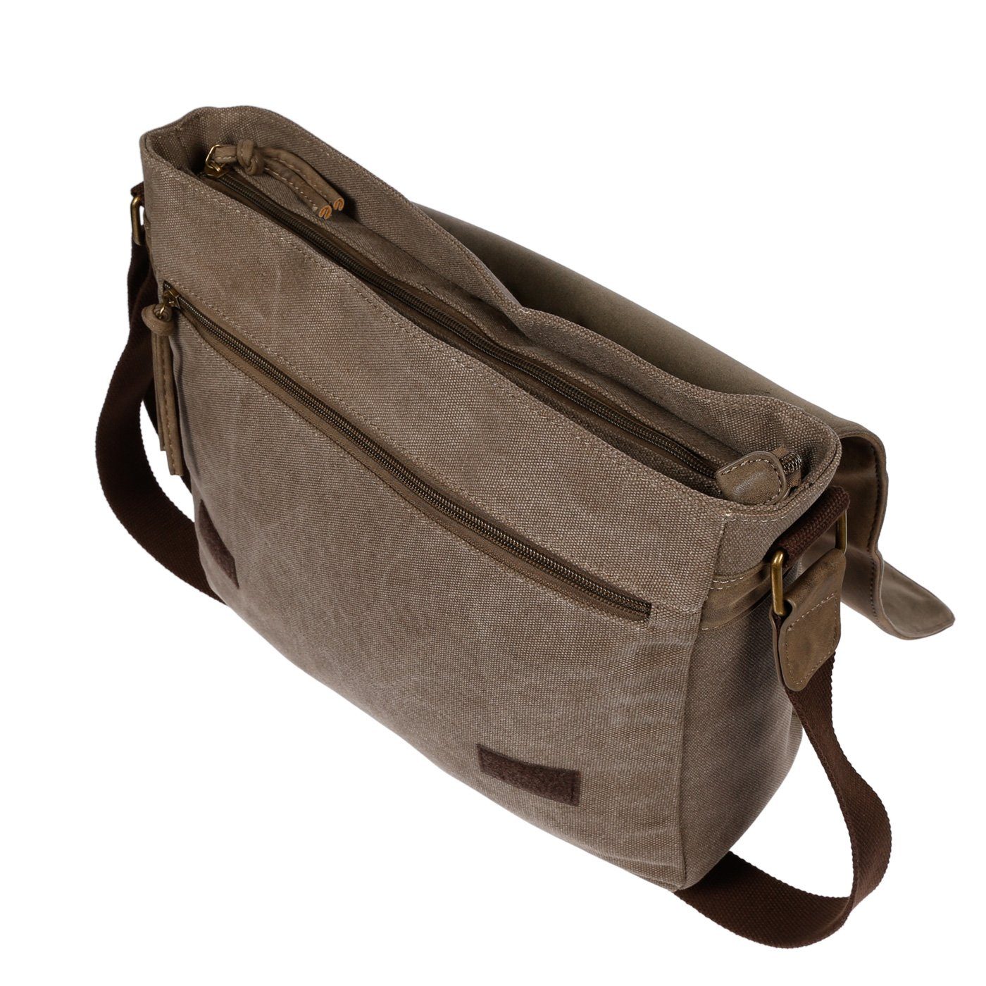 Christian Wippermann Umhängetasche Herren Umhängetasche Canvas Tasche Schultertasche (1 tlg), Messenger Braun Business UNI