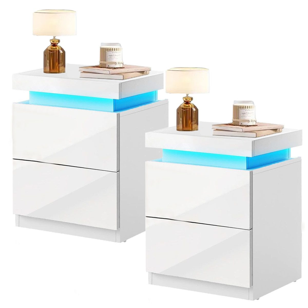 oyajia Nachttisch (2-St)Hochglanz Nachttische mit LED-Licht, günstig online kaufen