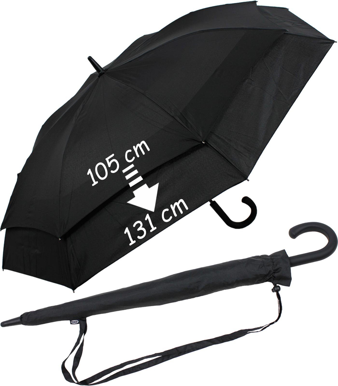 iX-brella Langregenschirm Move to XXL - expandierender Schirm mit Automatik, zweifarbig schwarz-schwarz