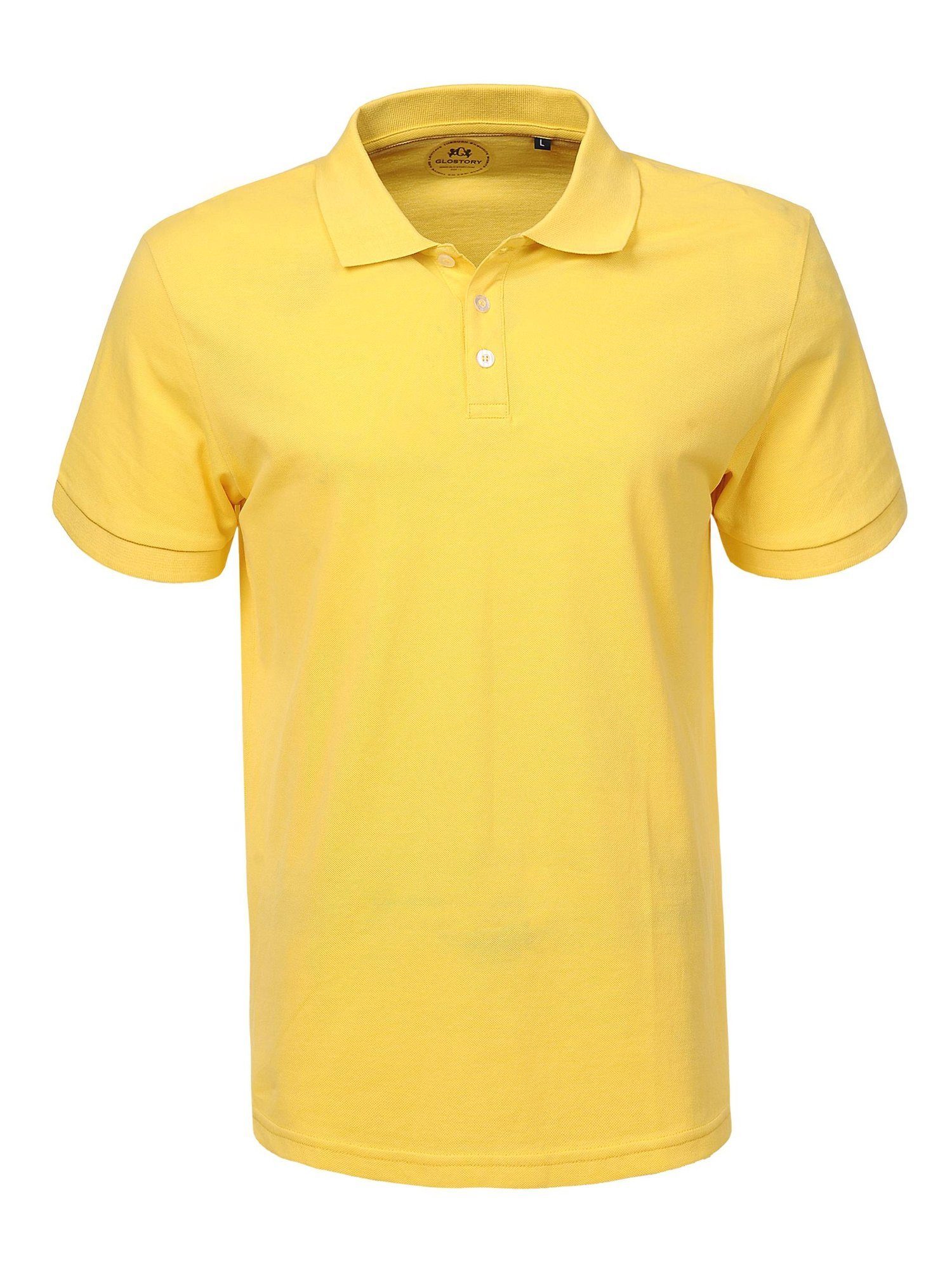 GLO-STORY Poloshirt GLO-STORY Herren Poloshirt Basic Kurzarm Polohemd Polo Shirt Regular Gelb