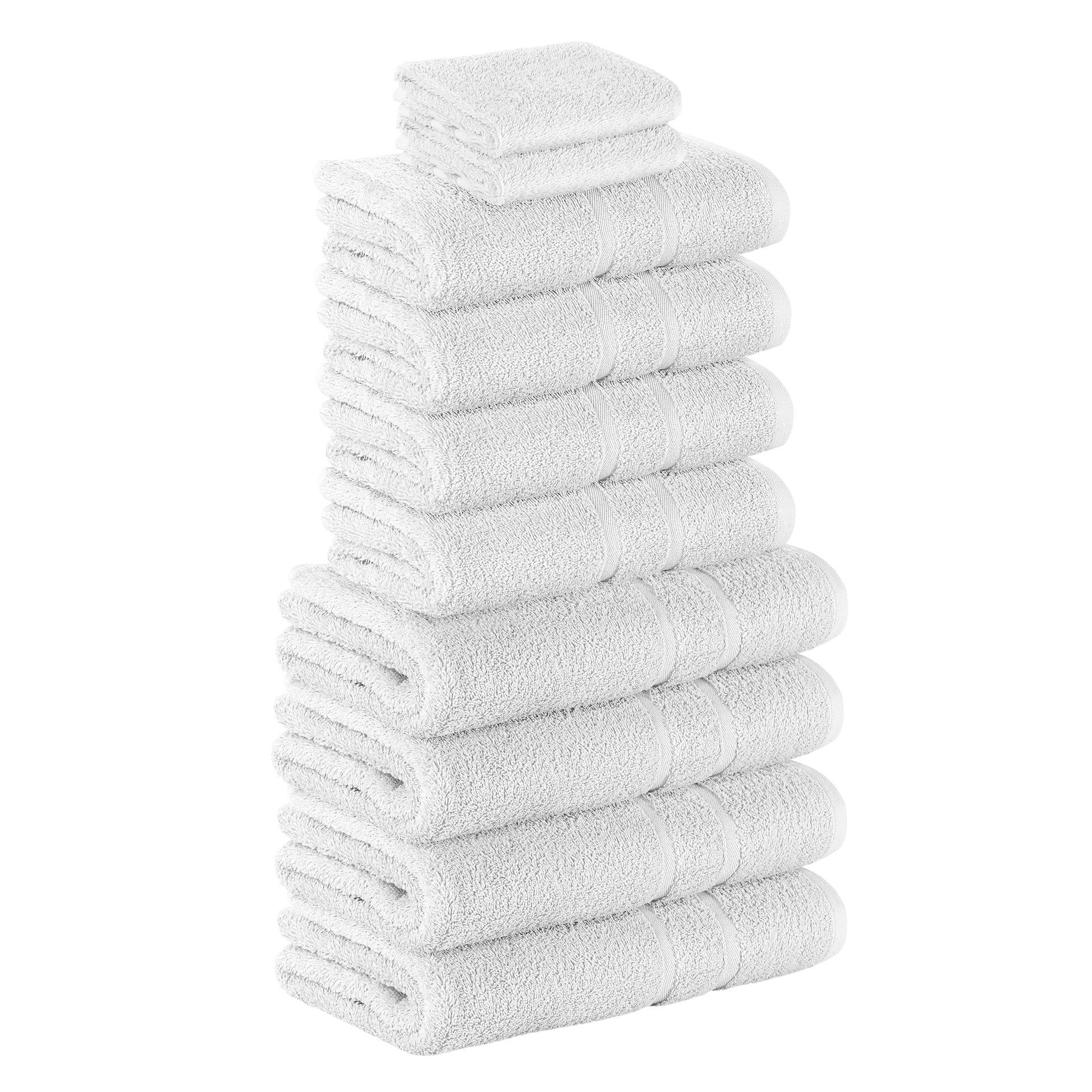StickandShine Handtuch Set 2x Gästehandtuch 4x Handtücher 4x Duschtücher als SET in verschiedenen Farben (10 Teilig) 100% Baumwolle 500 GSM Frottee 10er Handtuch Pack, (Spar-set), 100% Baumwolle 500 GSM Weiß