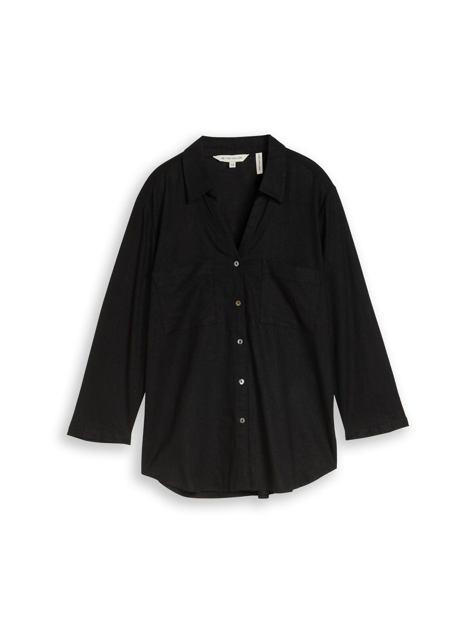 TOM TAILOR Langarmbluse Blusen & Shirts Hemdbluse mit Leinenanteil