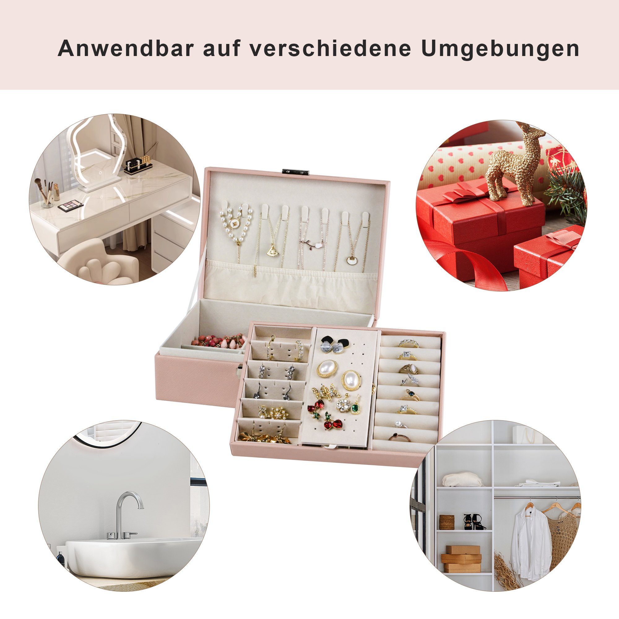 AdelDream Schmuckkasten Schmuckkästchen Damen Mädchen Schmuckaufbewahrung