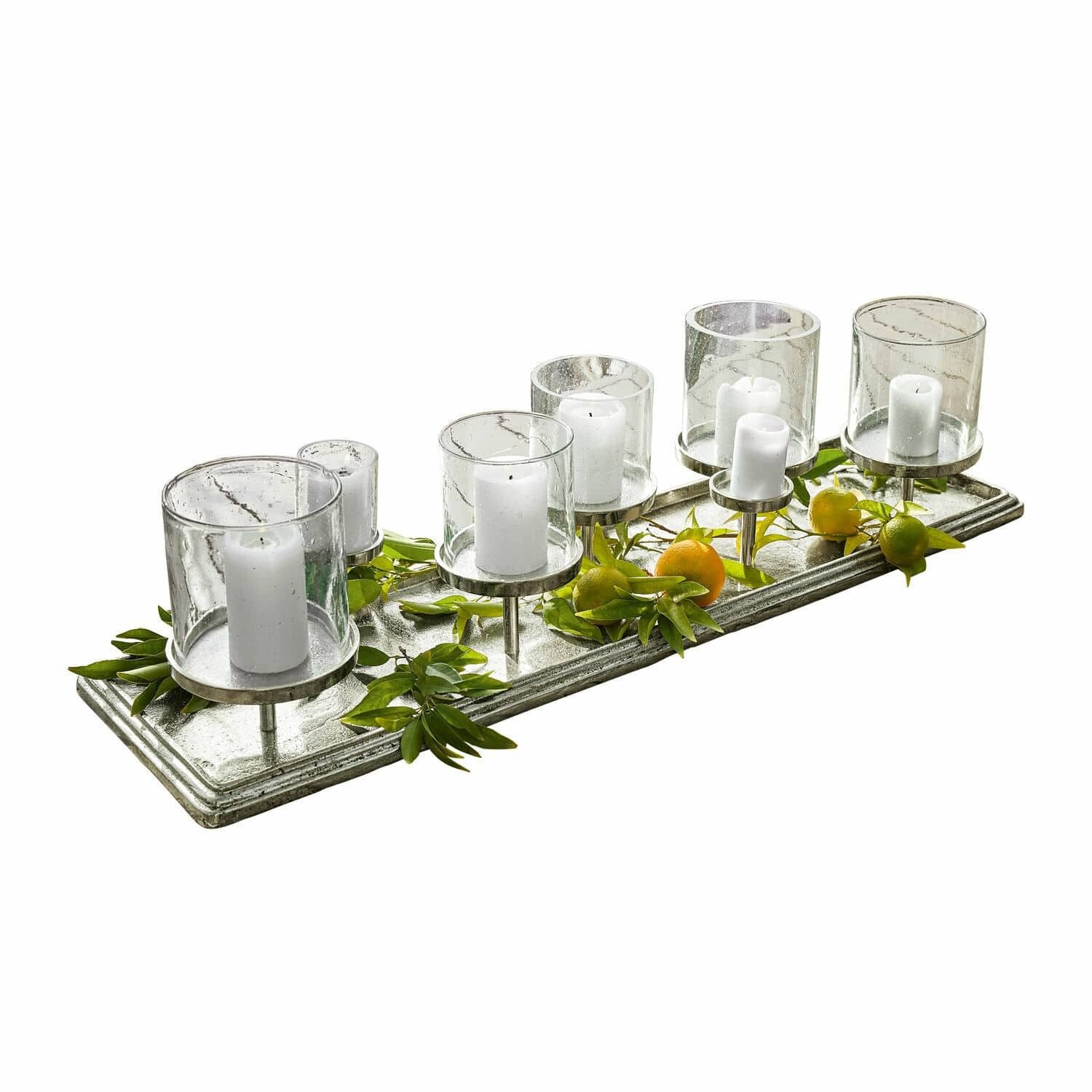 Mirabeau Kerzenständer Kerzentablett Devonne silber günstig online kaufen