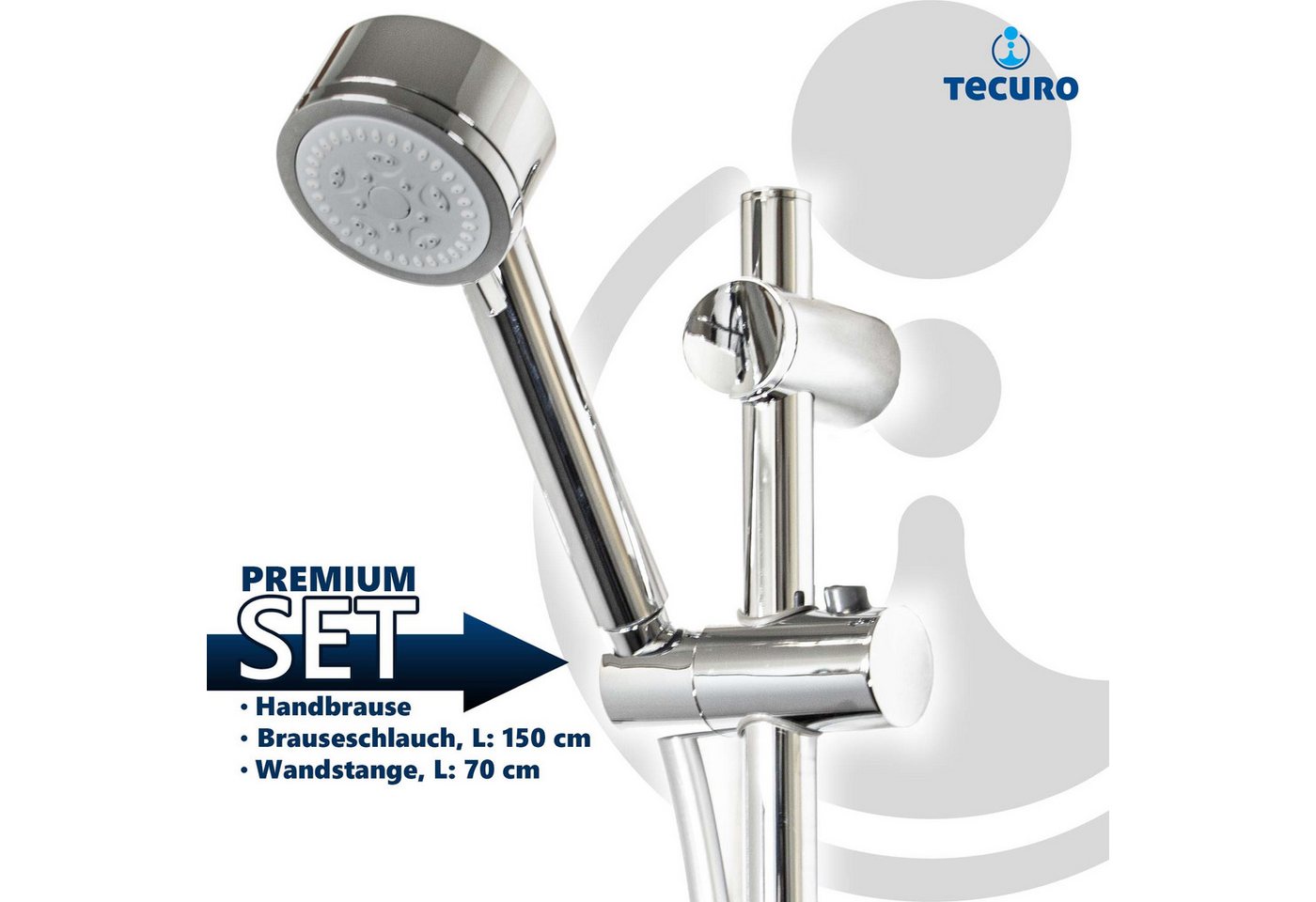 Thumbnail - tecuro Brausegarnitur Brauseset ew-80 - mit 5 Funktionen, Brauseschlauch 160 cm