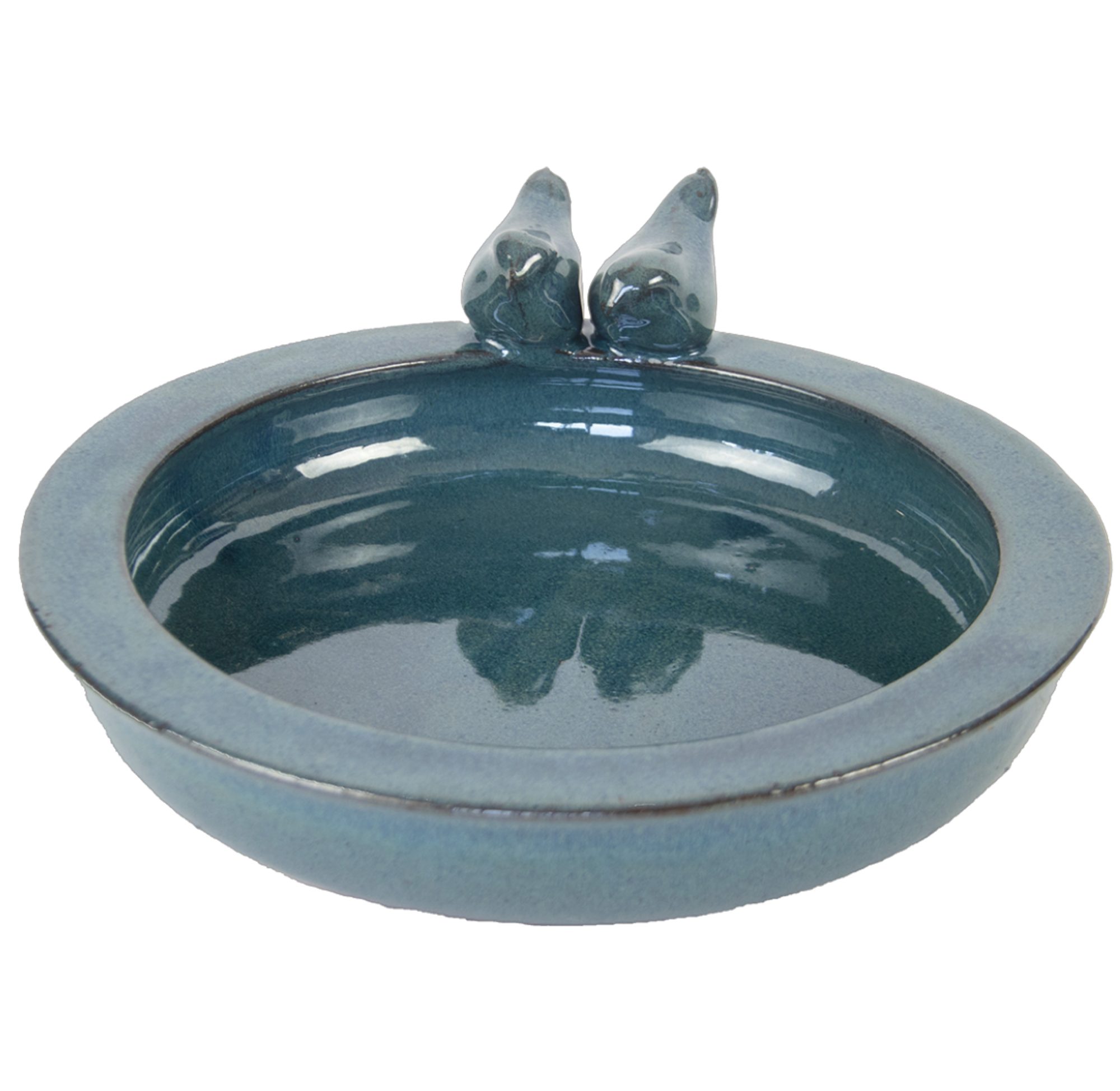 esschert design Vogeltränke Vogel Tränke rund Blau Petrol 30cm Bad Becken Futter Schale Wasser