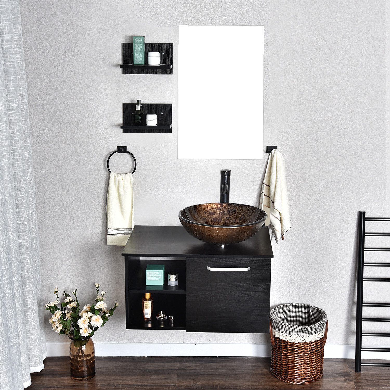 Puluomis Badmöbel-Set mit Spiegel, Badezimmerschrank mit günstig online kaufen