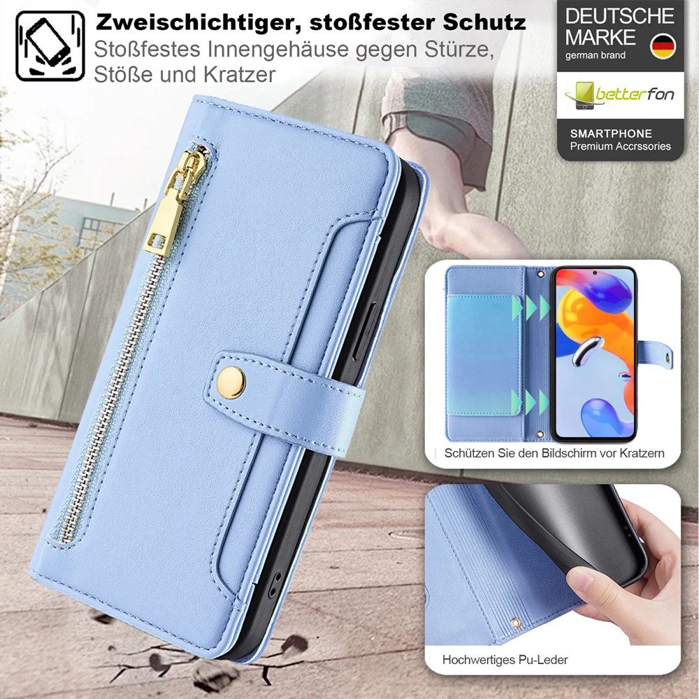 betterfon Handykette mit Portemonnaie für Xiaomi 17T - Handykette mit 5 Kartenfächer, Hände frei – mit Silikonhülle & Schnur für flexiblen Alltag
