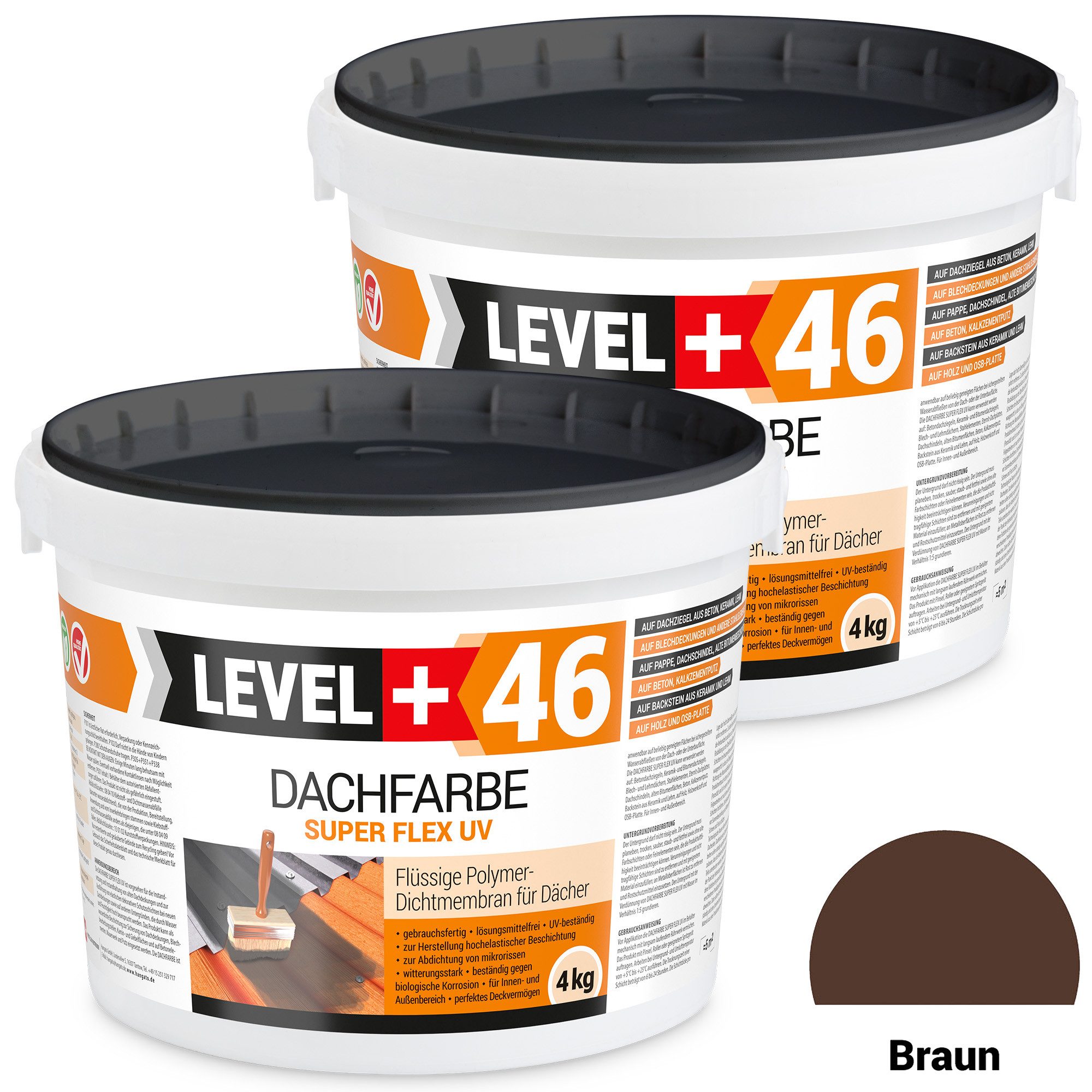 Level+ Dachfarbe Dachfarbe elastische Dicht-Polymermembrane L+46 BRAUN - 8KG
