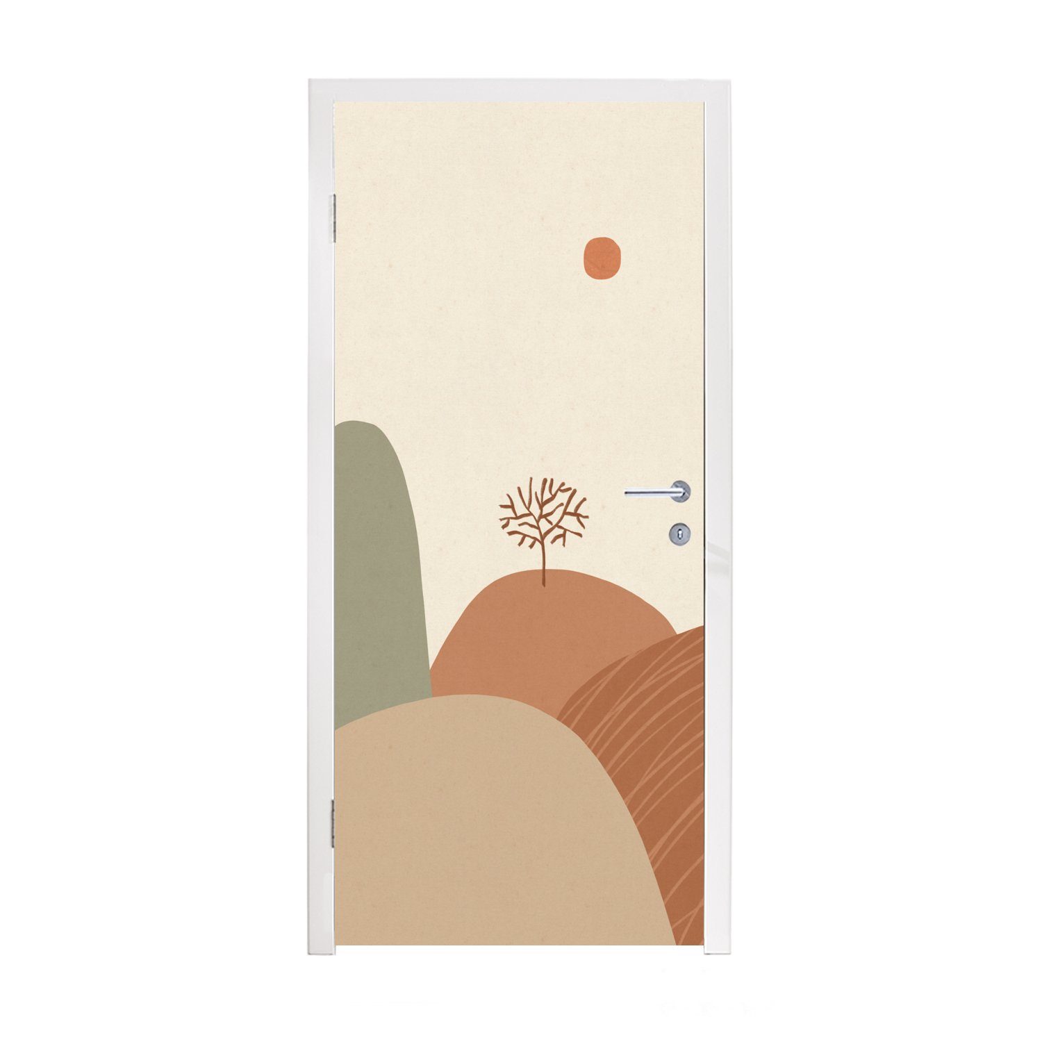 MuchoWow Türtapete Pastell - Berge - Landschaft - Abstrakt, Matt, bedruckt, (1 St), Fototapete für Tür, Türaufkleber, 75x205 cm