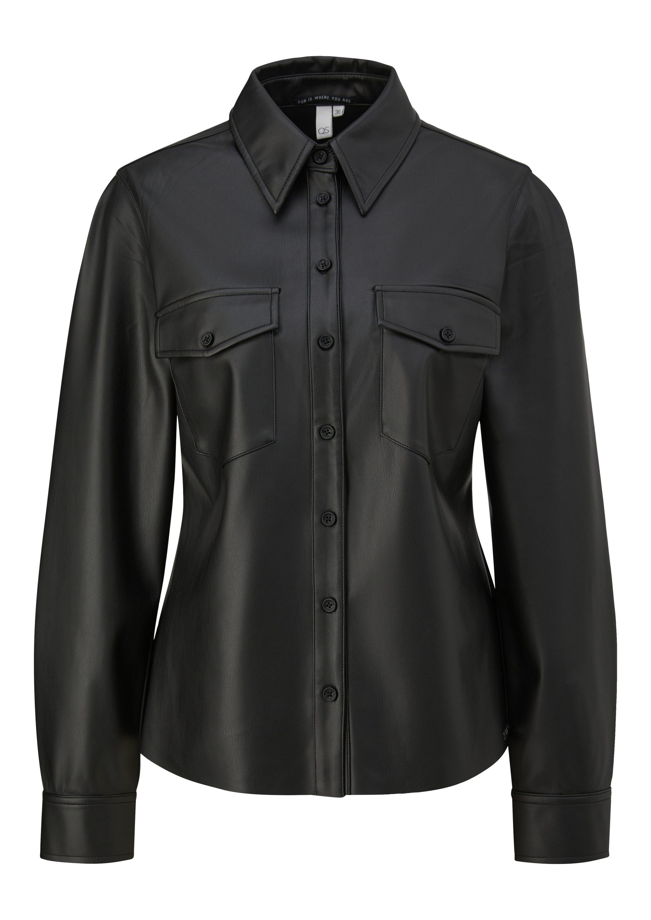 QS Langarmbluse Bluse Bluse in Lederoptik günstig online kaufen