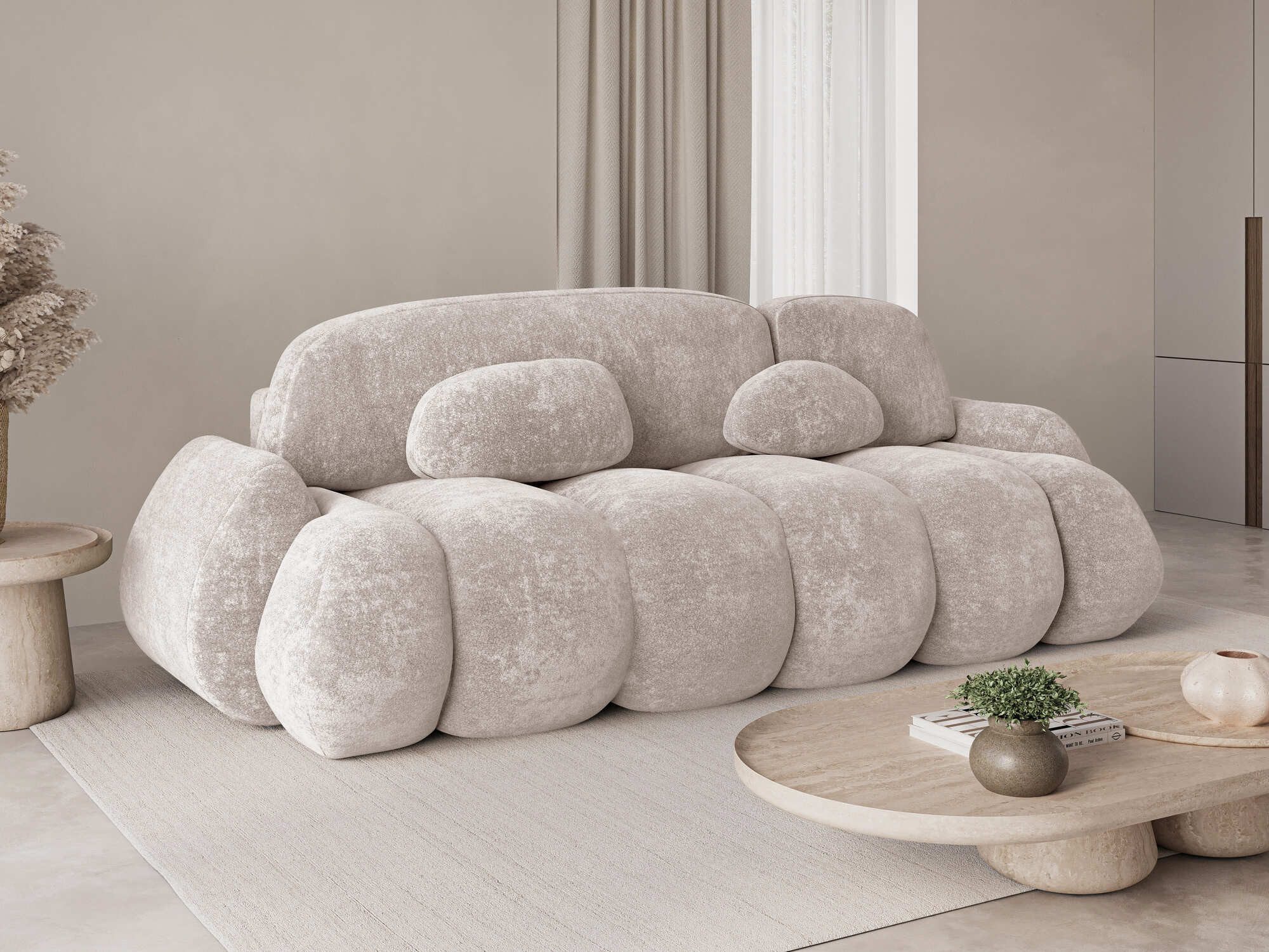 MOEBLO Schlafsofa STONE, Design Schlafsofa mit Schlaffunktion - modernes Sofa mit Bettkasten, frei stellbar, inklusive Kissen, Couch Polstermöbel Sitzmöbel Wohnzimmermöbel 3-Sitzer-Sofa Stoffsofa, (BxHxT): 270 x 103 x 113 cm