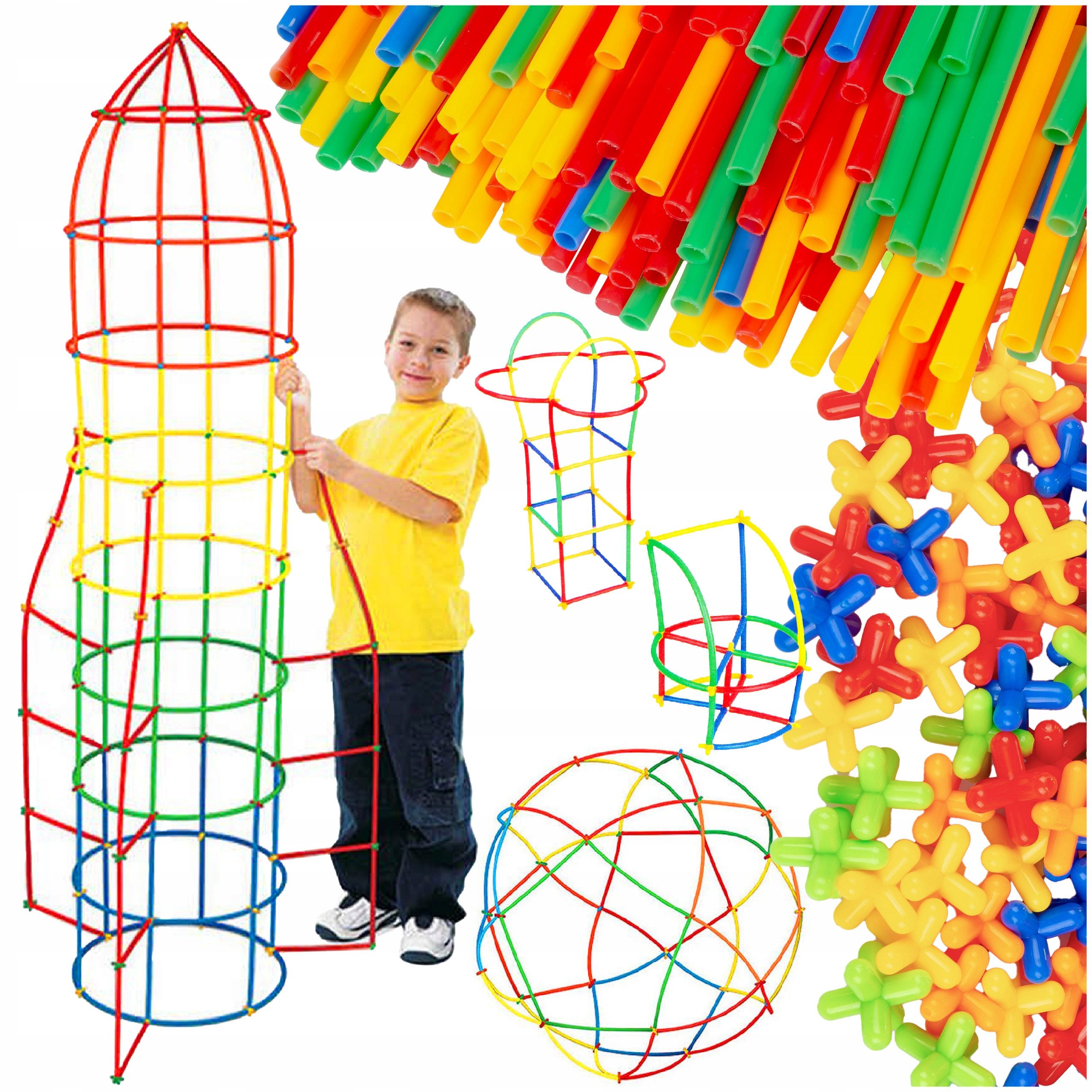 kinderplay Konstruktionsset 3D Röhrchen – Kreatives Steckspiel – 800 Teile Konstruktions-Spielset, (Set, Konstruktionsröhrchen XXL 800 Teile)