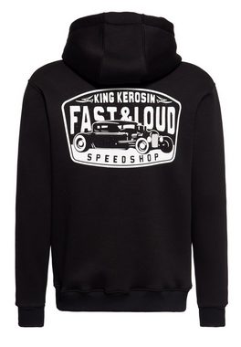 KingKerosin Kapuzensweatjacke Fast & Loud mit plakativem Vintage Print Backside