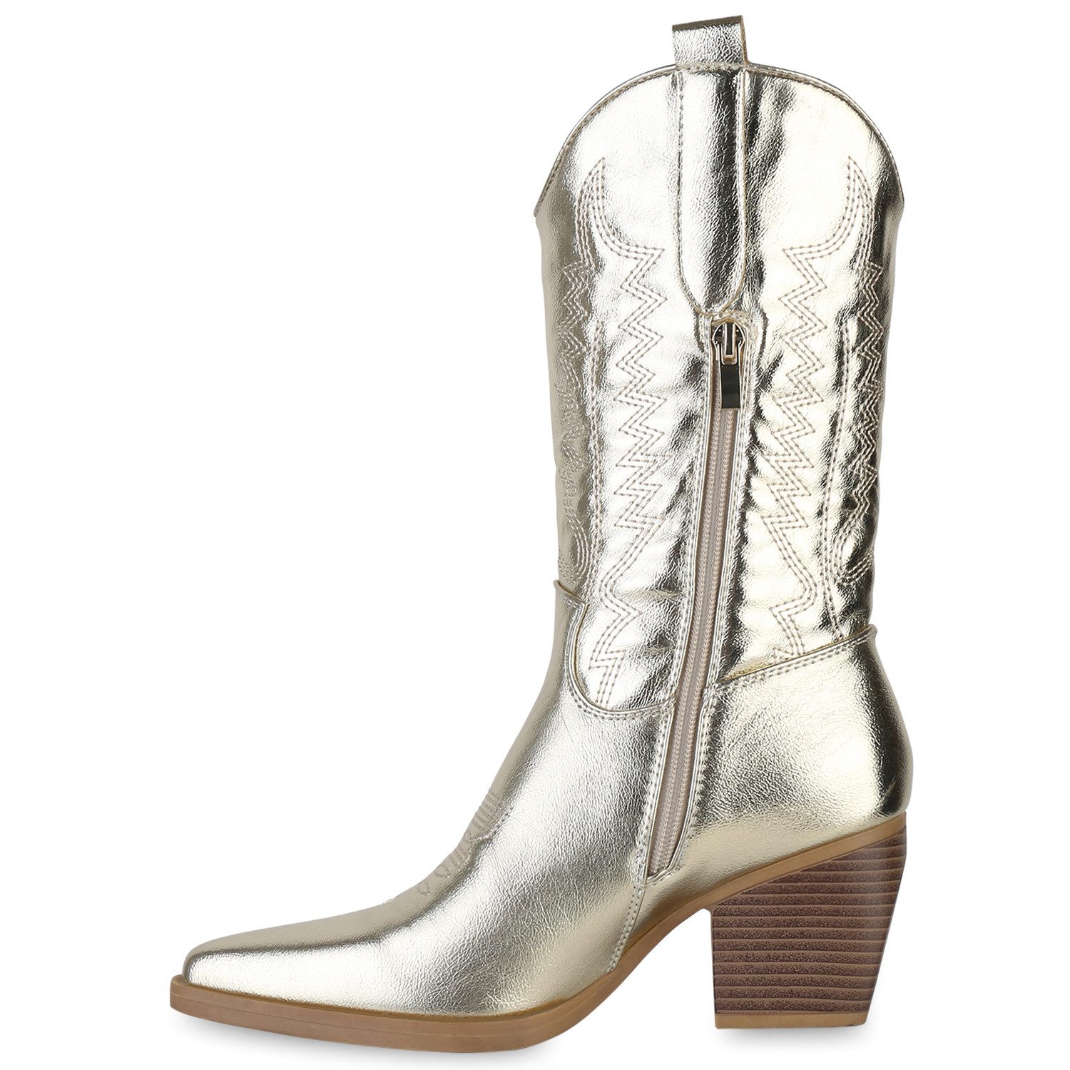 VAN HILL 838384 Cowboystiefel Damen Stiefel Cowboystiefel Holzoptikabsatz S günstig online kaufen