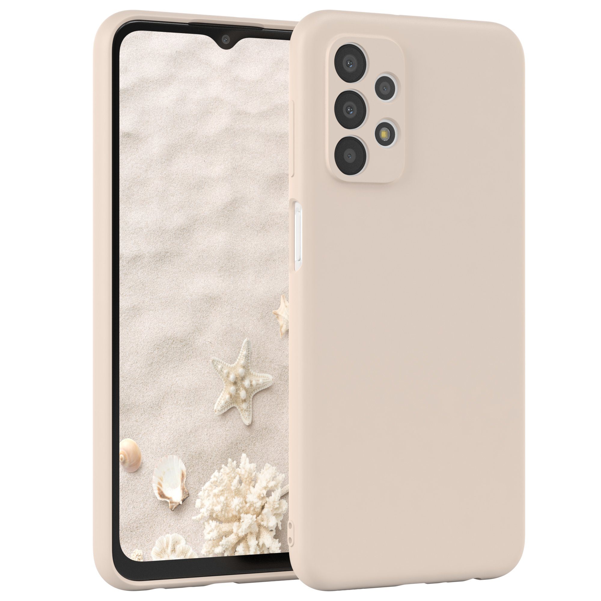 EAZY CASE Handyhülle für Samsung Galaxy A23 5G Hülle Silikon 6,6 Zoll, Bumper Case Matt Slimcover Silikonschutzhülle elastisch Taupe / Beige