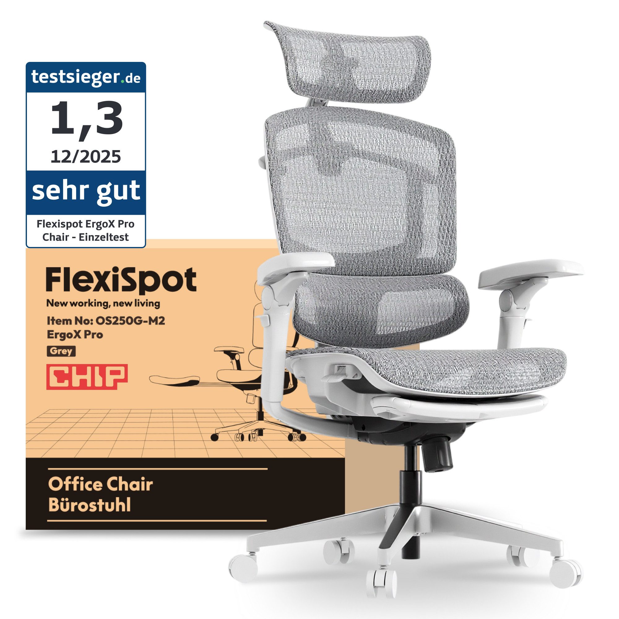 FLEXISPOT Bürostuhl ErgoX, Schreibtischstuhl Premium Ergonomischer (mit 7D- günstig online kaufen