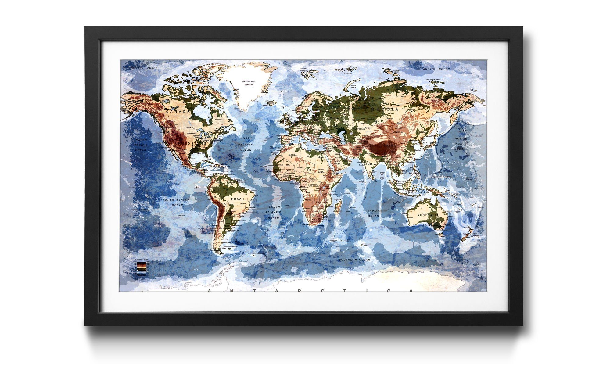 WandbilderXXL Kunstdruck Old Worldmap Größen erhältlich Weltkarte, 5, in Wandbild, 4