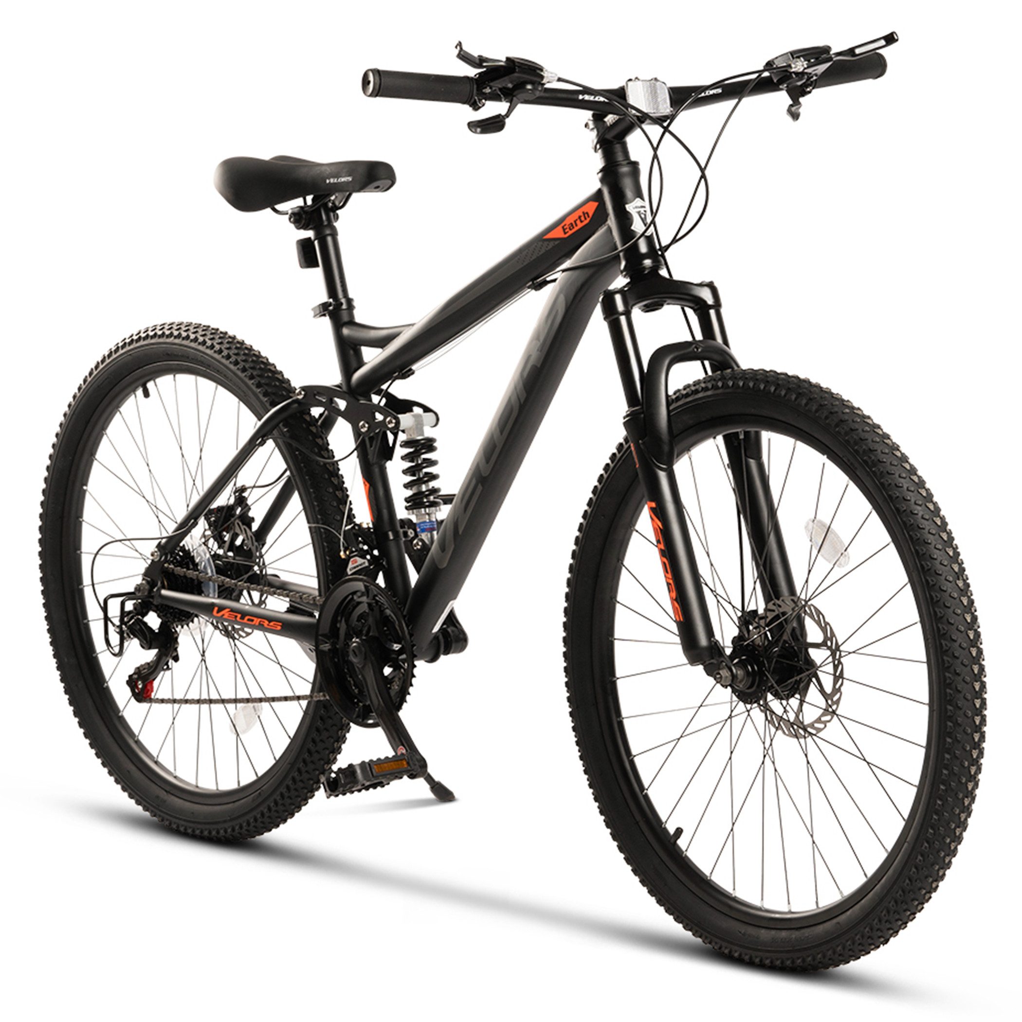 Velors Mountainbike 26 Zoll Fully Mountainbike, geeignet ab 150 cm, 21 Gang Shimano Tourney TZ-500 Schaltwerk, Kettenschaltung, mechanische Scheibenbremse, MTB Fahrrad Bike für Damen Herren