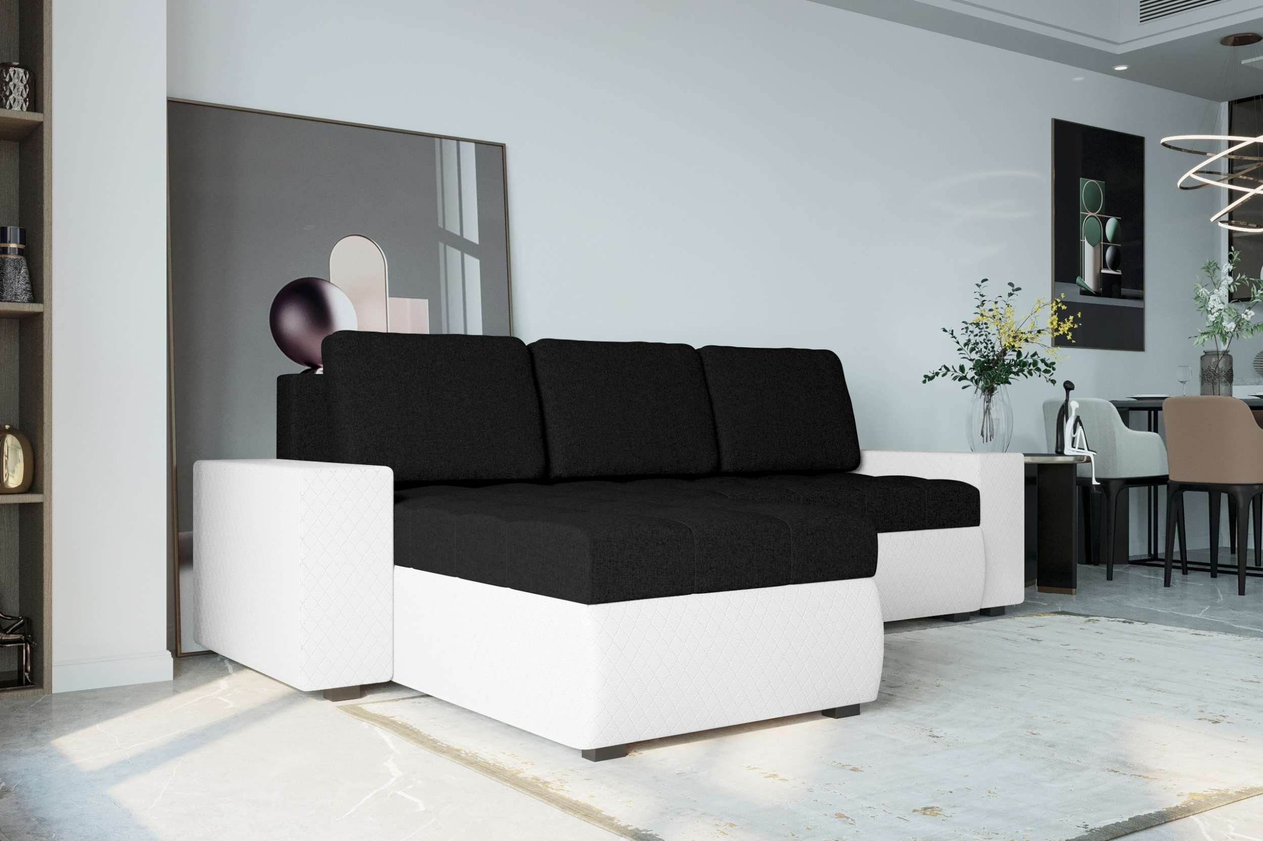 Stylefy Ecksofa mit Bettkasten, Bettfunktion, mit Eckcouch, Sofa, Miranda, L-Form, Sitzkomfort, Modern Design