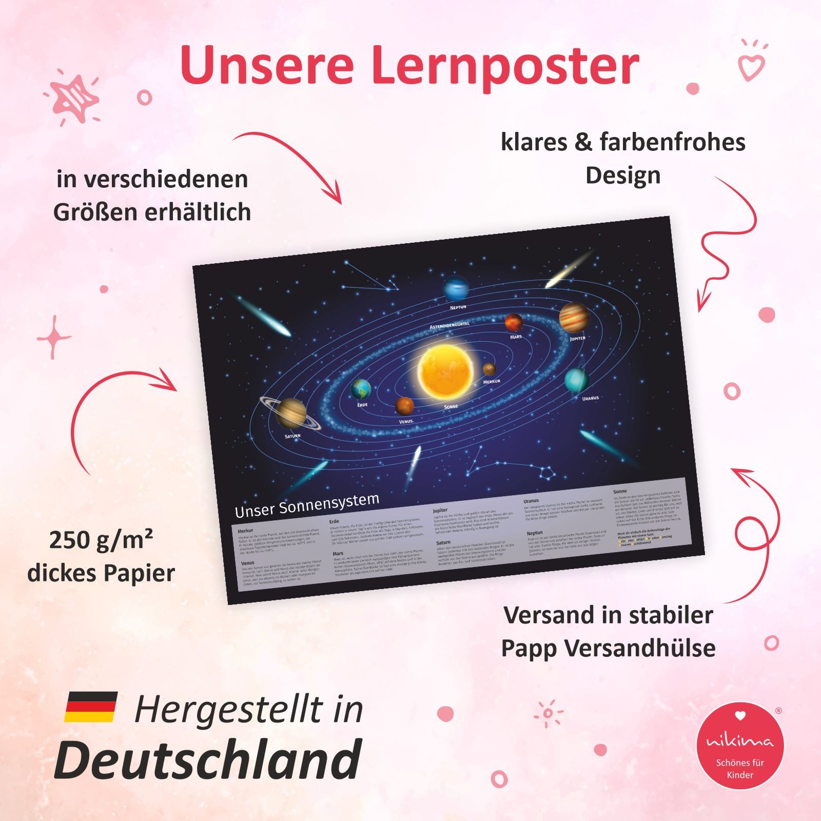 nikima Poster Sonnensystem, Sonnensystem, Kinder Lernposter günstig online kaufen