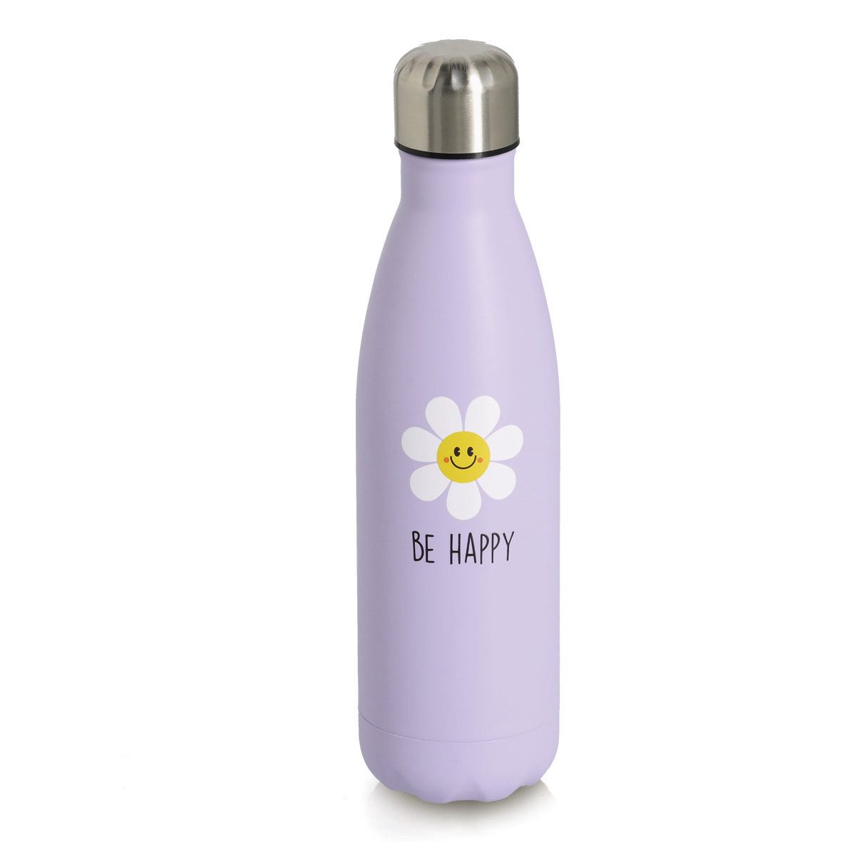 Zeller Present Trinkflasche Happy Flower, 500 ml, Edelstahl, flieder