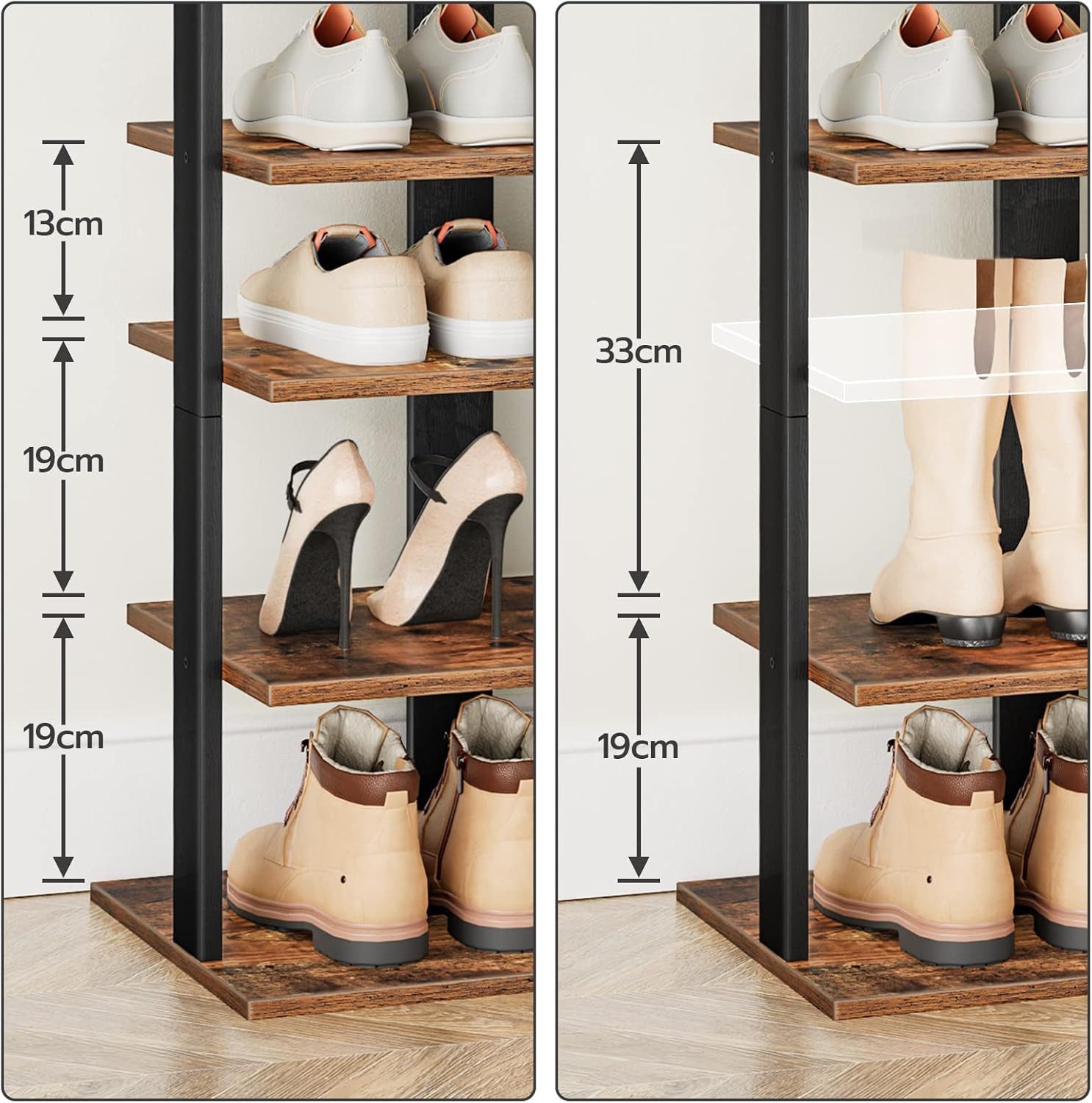 Hoobro Schuhregal 8-lagiges schmales Schuhablage, 50 cm Schuhschrank platzsparend
