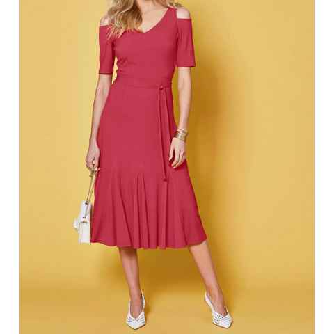 creation L Jerseykleid Création L Damen Kleid Businesskleid Freizeitkleid mit V-Ausschnitt, langärmlig