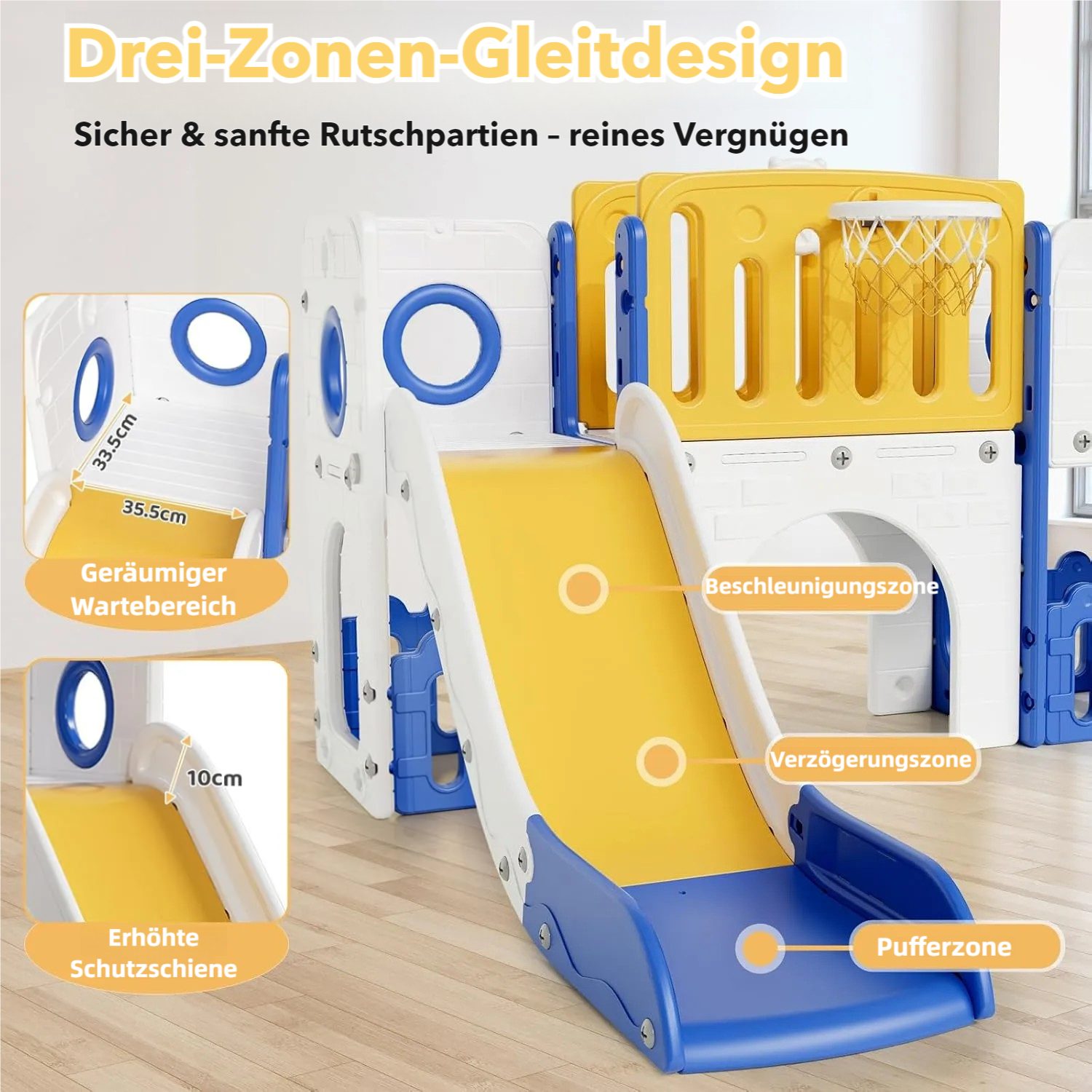 TLGREEN Rutsche,9-in-1 Indoor & Outdoor Spielset für Kleinkinder, (179cm Rutsche mit Kletterwand, Basketballkorb, Kinder Spielplatz, mit 2PCS Moduls), Tunnel & Montessori Spielzeug, Sicher, Stabil bis 60kg