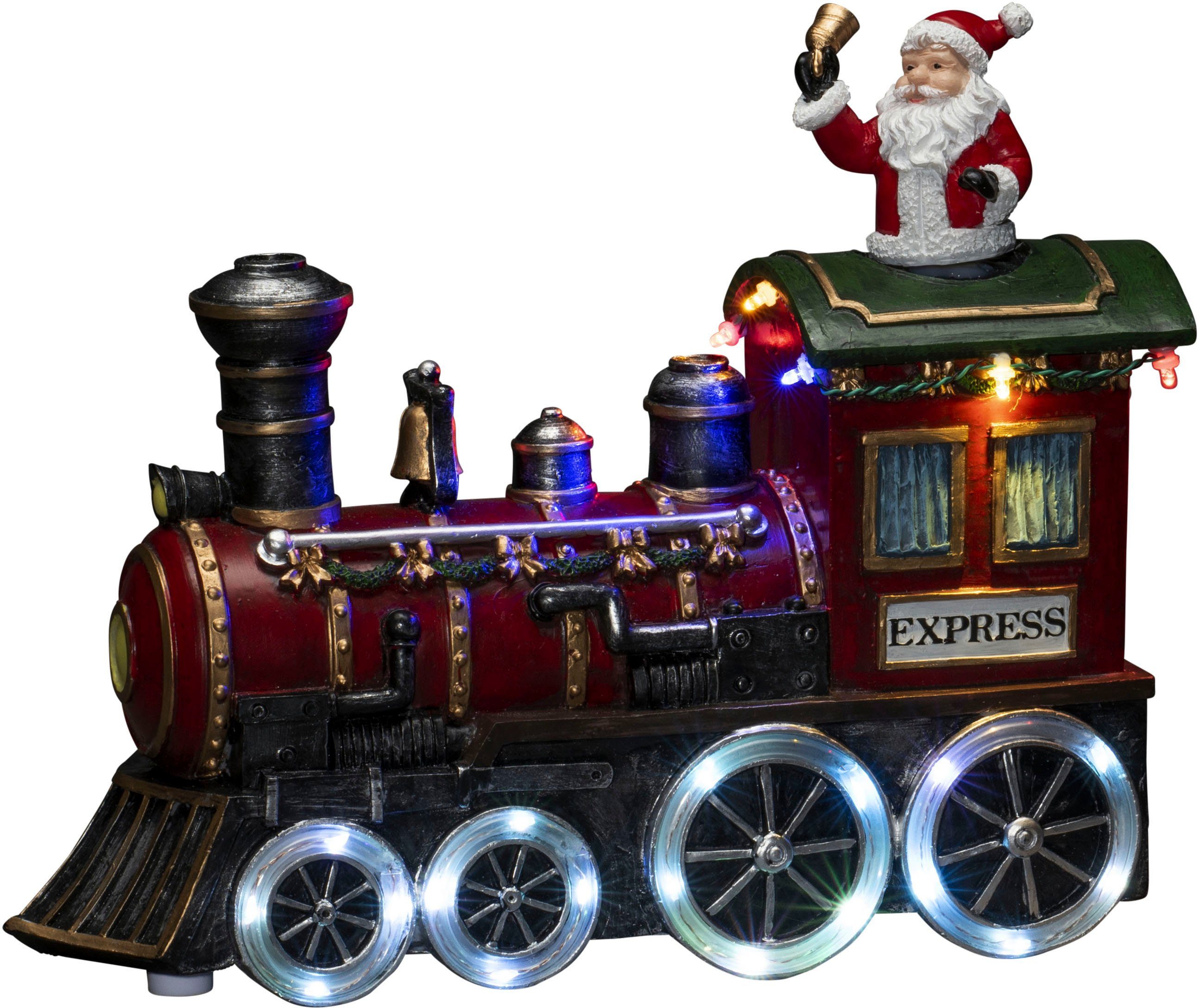 KONSTSMIDE Weihnachtsszene Zug, mit Musik, 24 bunte Dioden, Innen, wählbar zwischen USB oder Batteriebetrieb