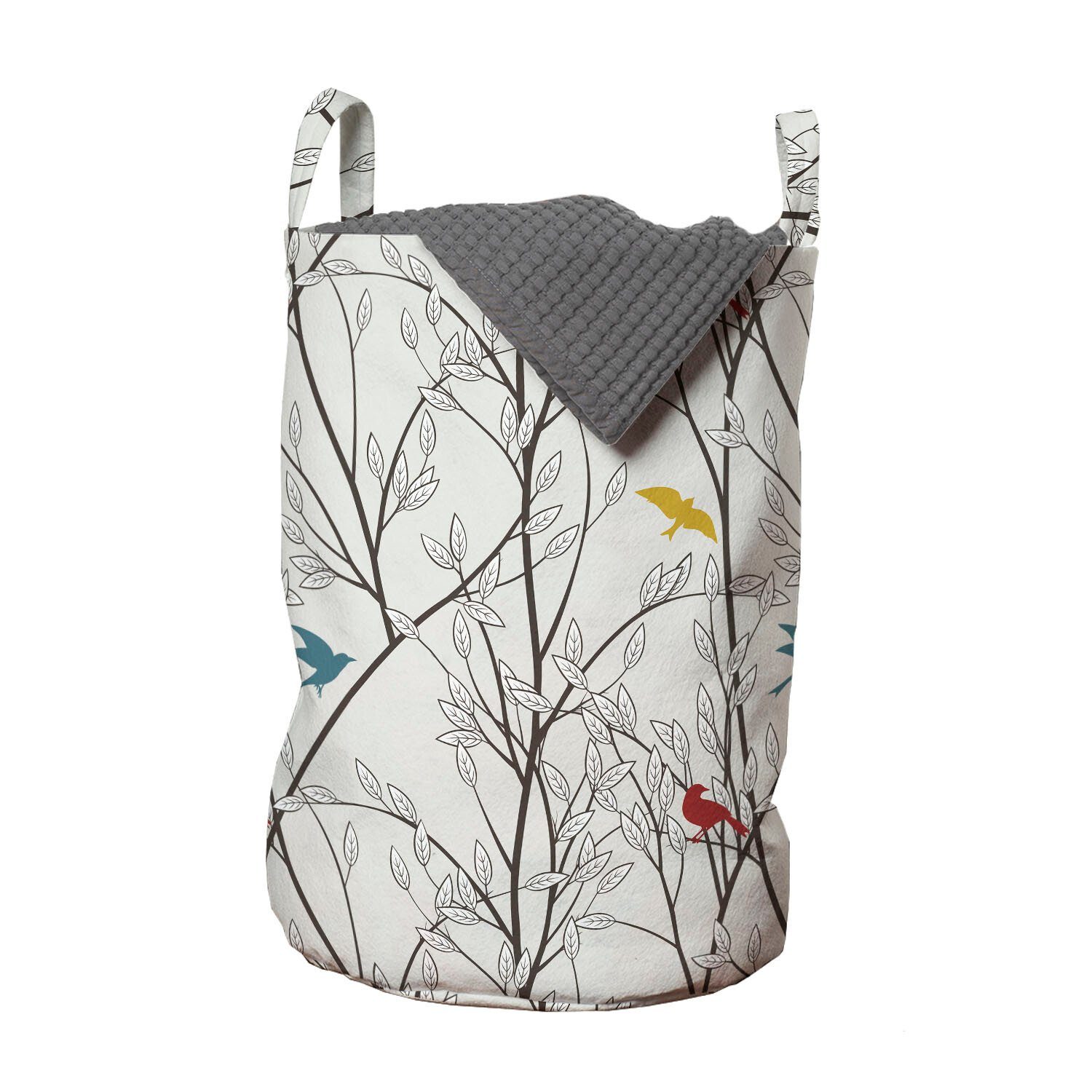 Abakuhaus Wäschesäckchen Wäschekorb mit Griffen Kordelzugverschluss für Waschsalons, Vögel Vögel Wildlife Cartoon