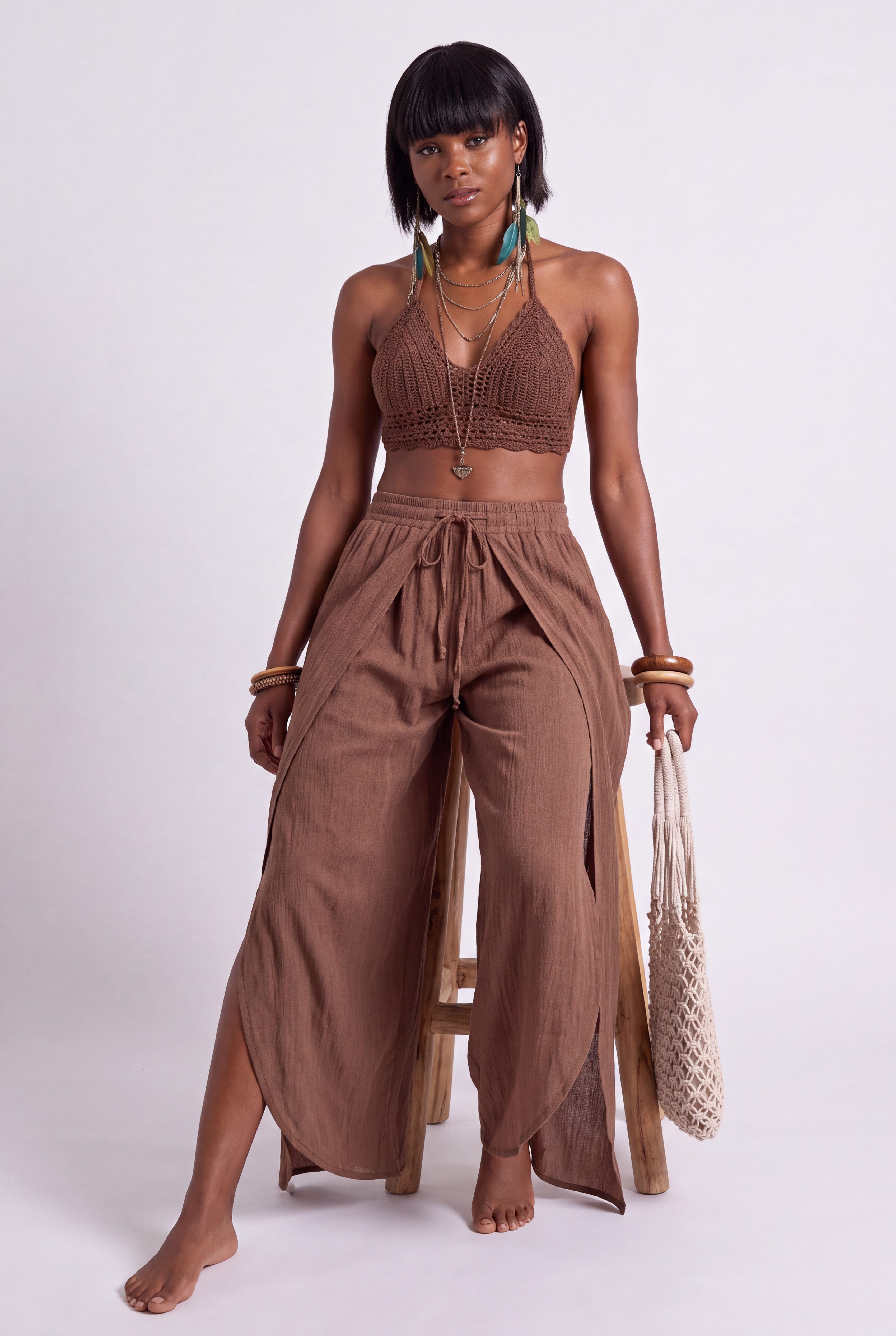 YC Fashion & Style Haremshose Boho Wickelhose im Lagenlook – Luftige Sommerhose Viskose mit elastischem Bund