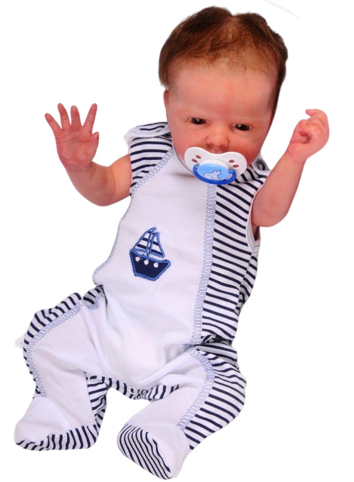Strampler Baby Stramplerhose gestreift mit Schiff