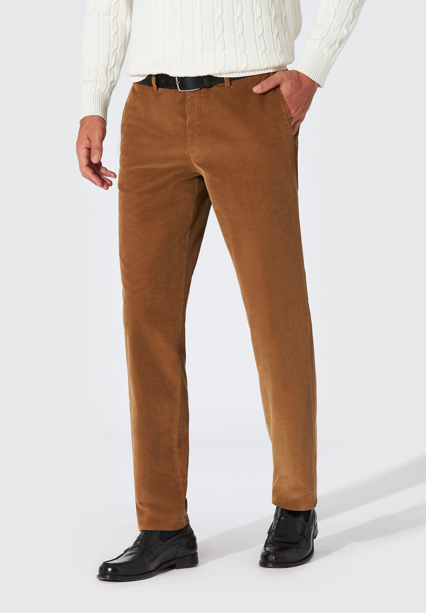 Hiltl Cordhose Parma I Cordhose Herren Regular Fit Supima Cord, hellbraun, 26 Feiner Supima Cord, weich & strapazierfähig
