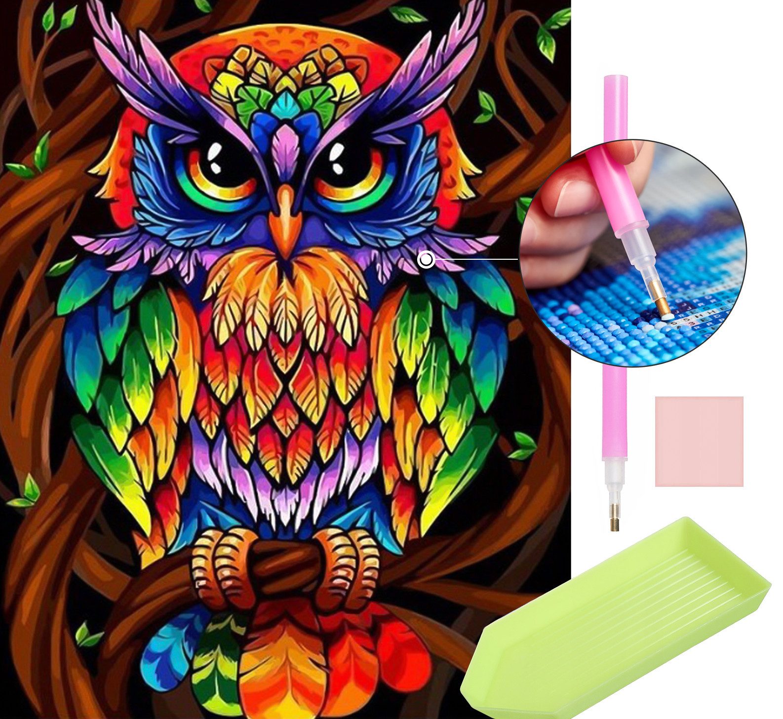 Malen nach Zahlen Diamant Malerei Eule 40x30cm - DIY Malen nach Zahlen Kit
