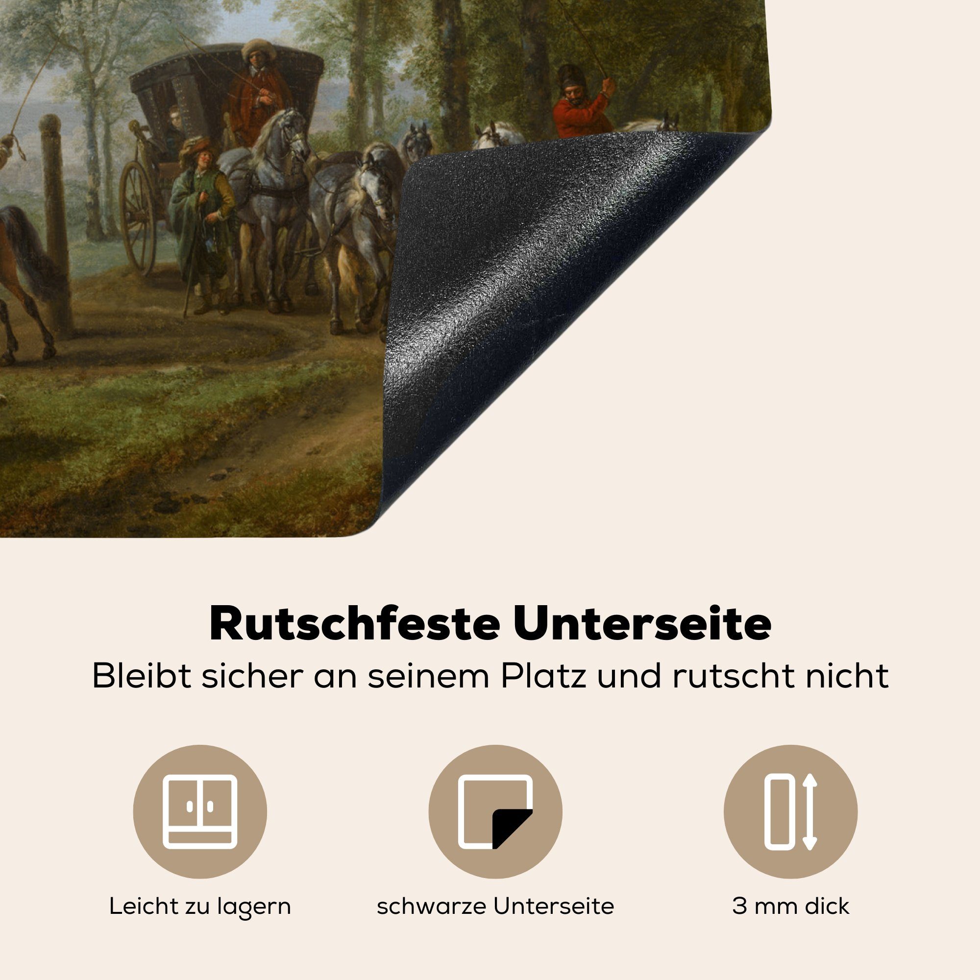 Vinyl, MuchoWow tlg), Wouwerman, Philips Mobile nutzbar, von Arbeitsfläche 60x52 - Fahrschule Ceranfeldabdeckung Die Herdblende-/Abdeckplatte (1 cm, Gemälde